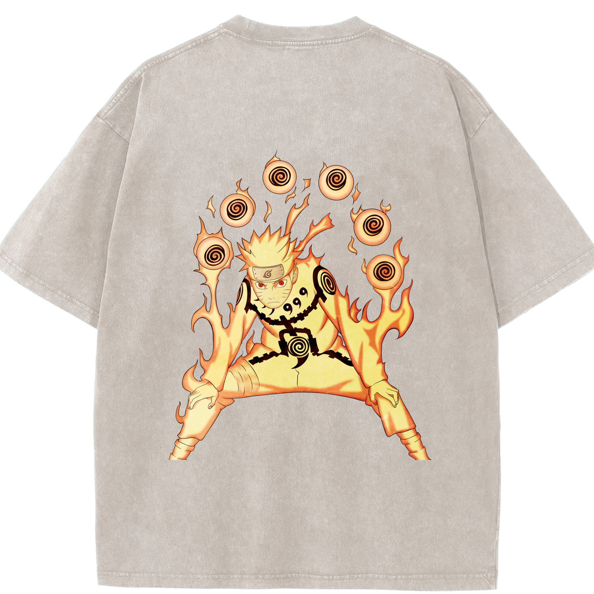（画像用） NARUTO -ナルト- うずまき ナルト Uzumaki Naruto 綿100% ヴィンテージ風 半袖Tシャツ（背面プリント）