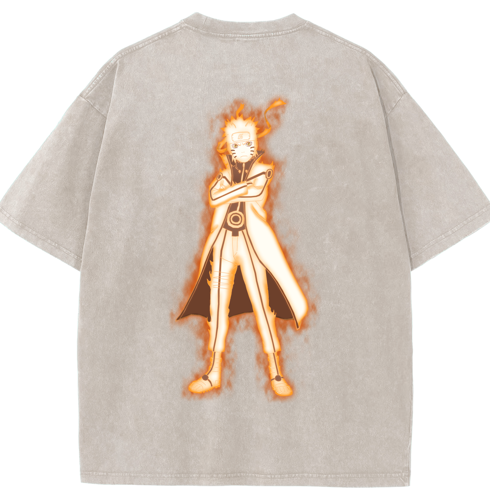 （画像用） NARUTO -ナルト- うずまき ナルト Uzumaki Naruto 綿100% ヴィンテージ風 半袖Tシャツ（背面プリント）