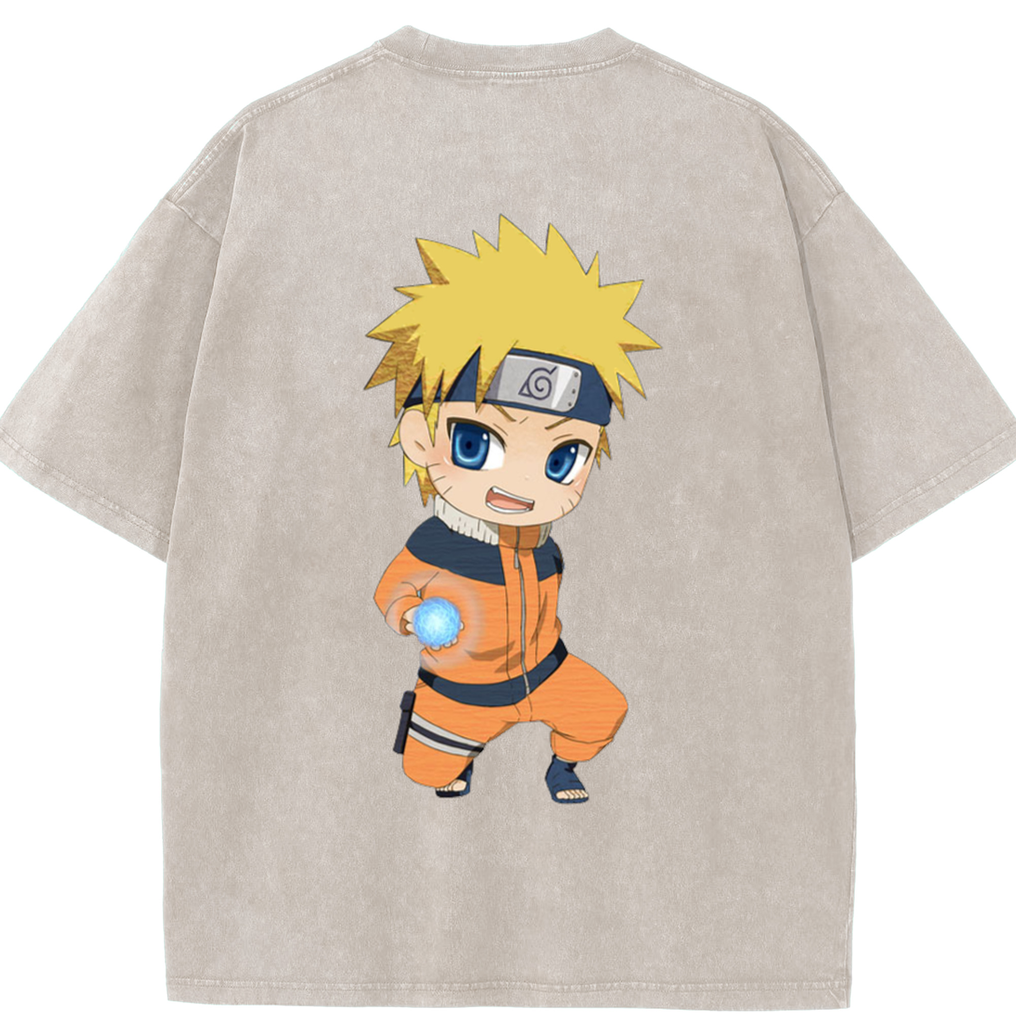 （画像用） NARUTO -ナルト- うずまき ナルト Uzumaki Naruto 綿100% ヴィンテージ風 半袖Tシャツ（背面プリント）
