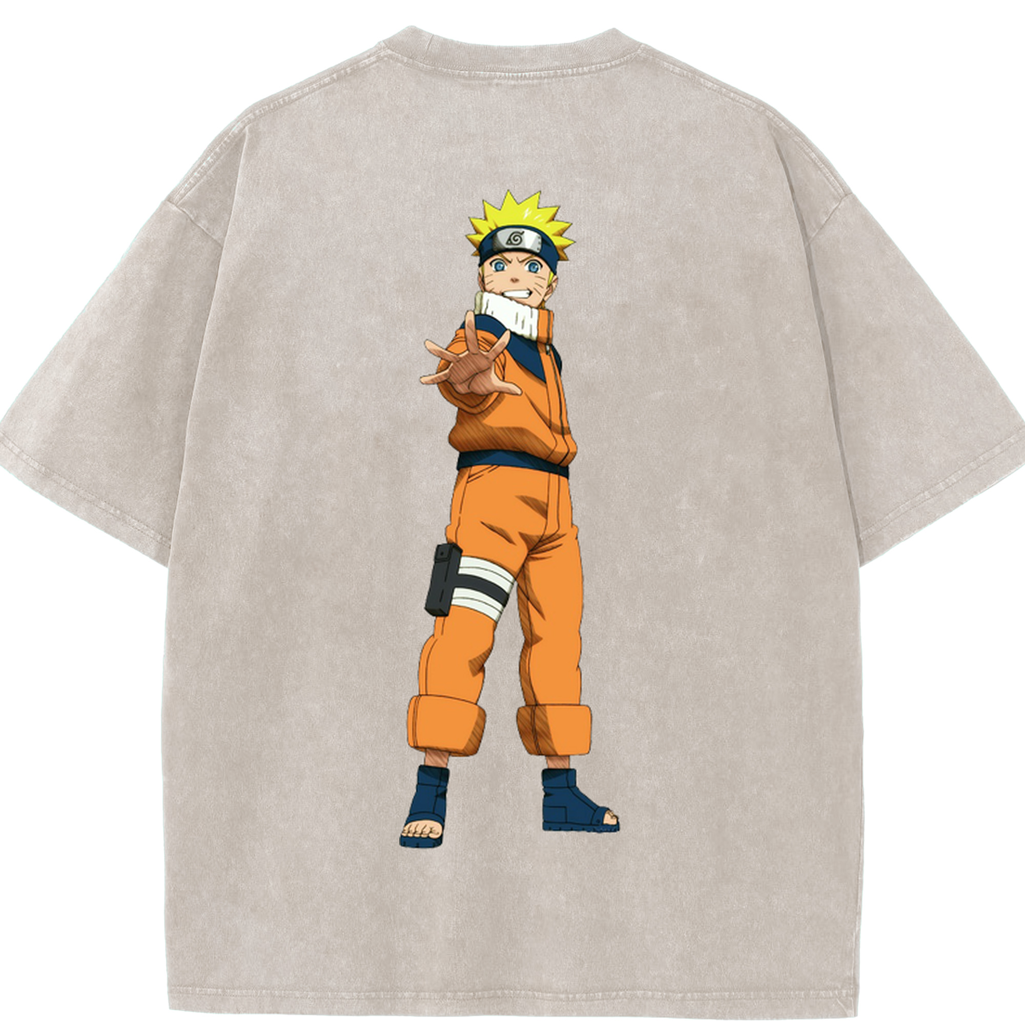 （画像用） NARUTO -ナルト- うずまき ナルト Uzumaki Naruto 綿100% ヴィンテージ風 半袖Tシャツ（背面プリント）