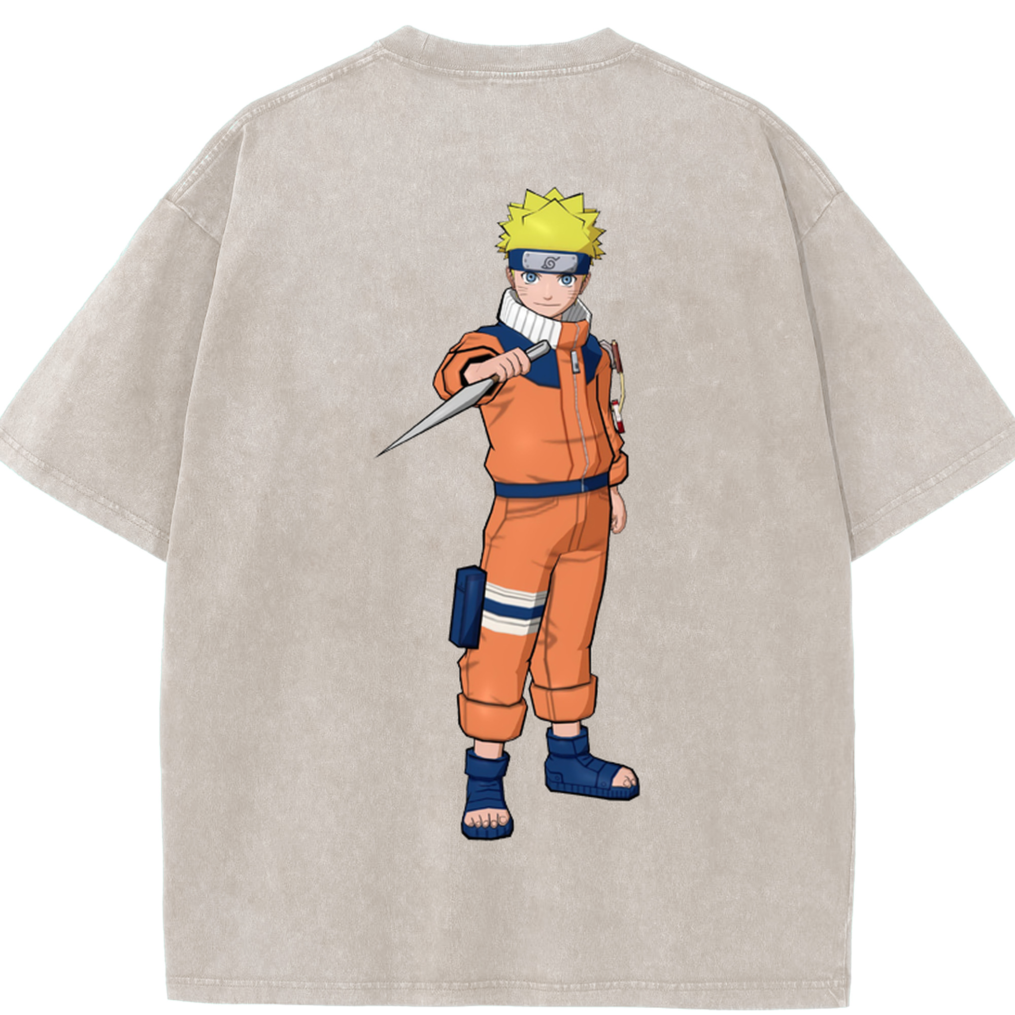 （画像用） NARUTO -ナルト- うずまき ナルト Uzumaki Naruto 綿100% ヴィンテージ風 半袖Tシャツ（背面プリント）