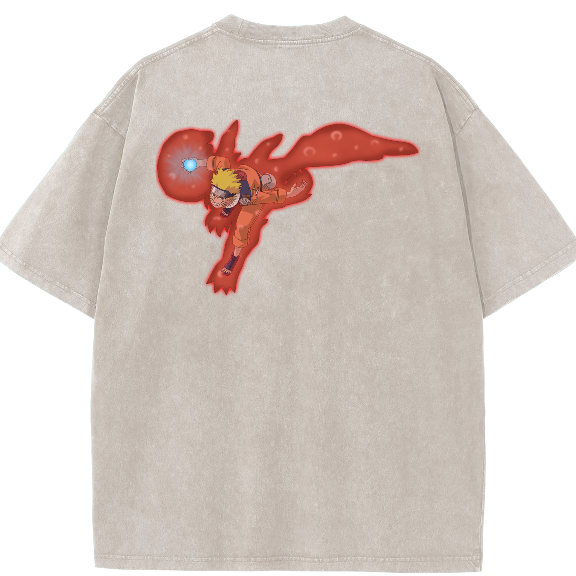 （画像用） NARUTO -ナルト- うずまき ナルト Uzumaki Naruto 綿100% ヴィンテージ風 半袖Tシャツ（背面プリント）