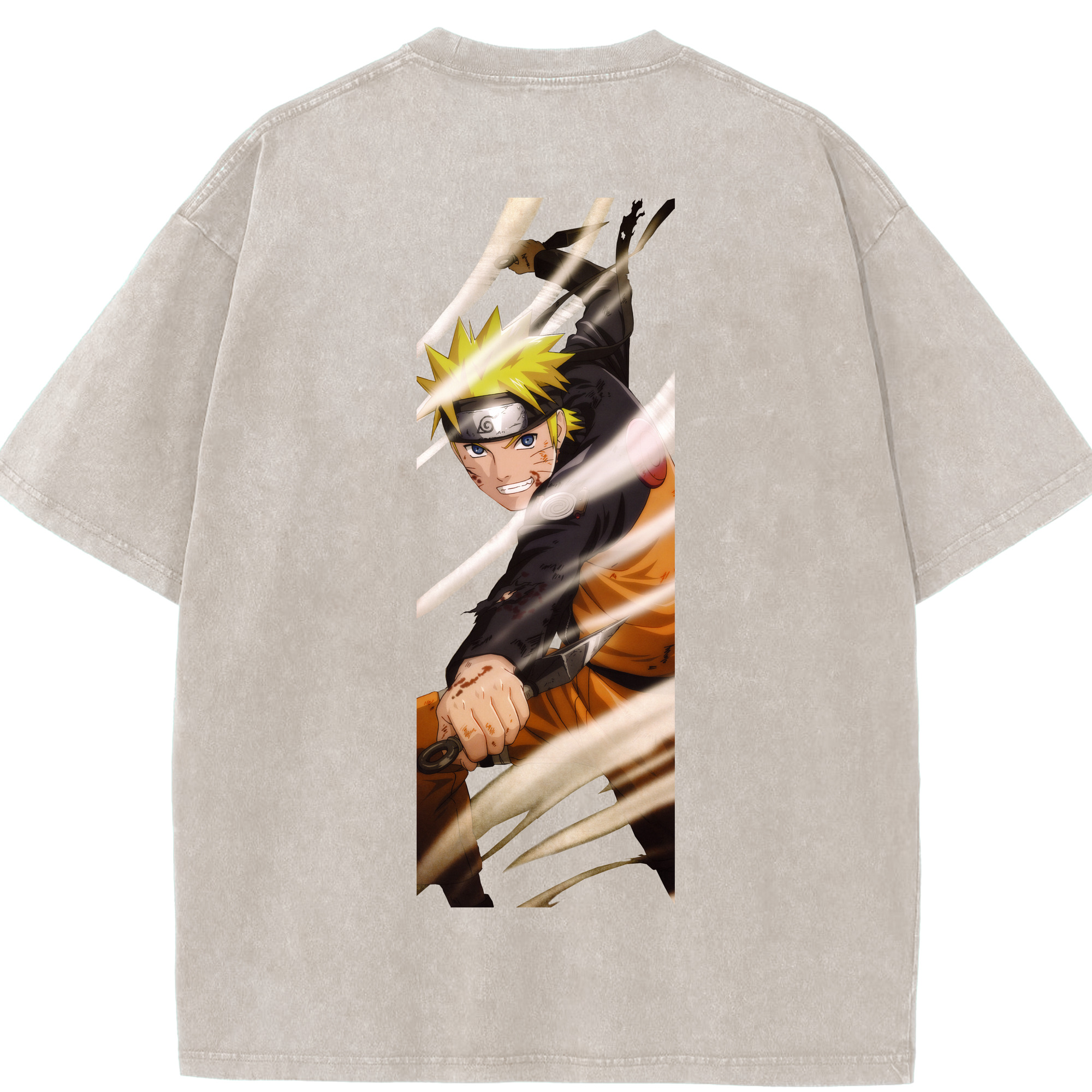 （画像用） NARUTO -ナルト- うずまき ナルト Uzumaki Naruto 綿100% ヴィンテージ風 半袖Tシャツ（背面プリント）