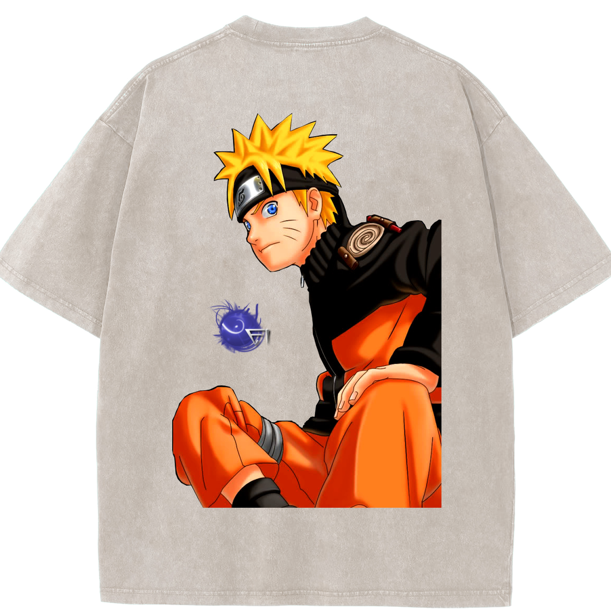 （画像用） NARUTO -ナルト- うずまき ナルト Uzumaki Naruto 綿100% ヴィンテージ風 半袖Tシャツ（背面プリント）