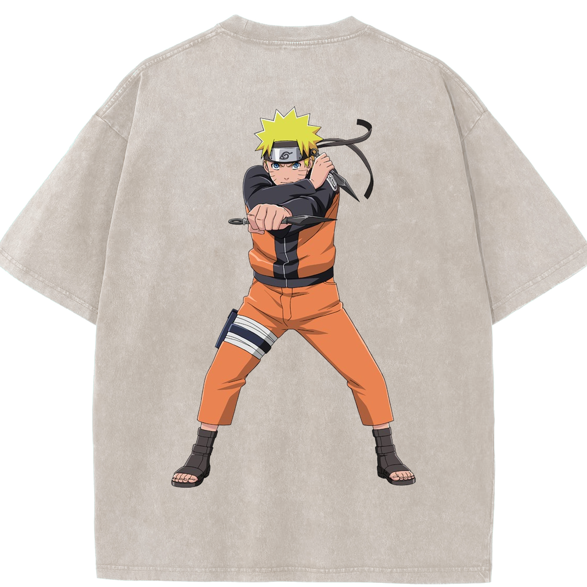 （画像用） NARUTO -ナルト- うずまき ナルト Uzumaki Naruto 綿100% ヴィンテージ風 半袖Tシャツ（背面プリント）