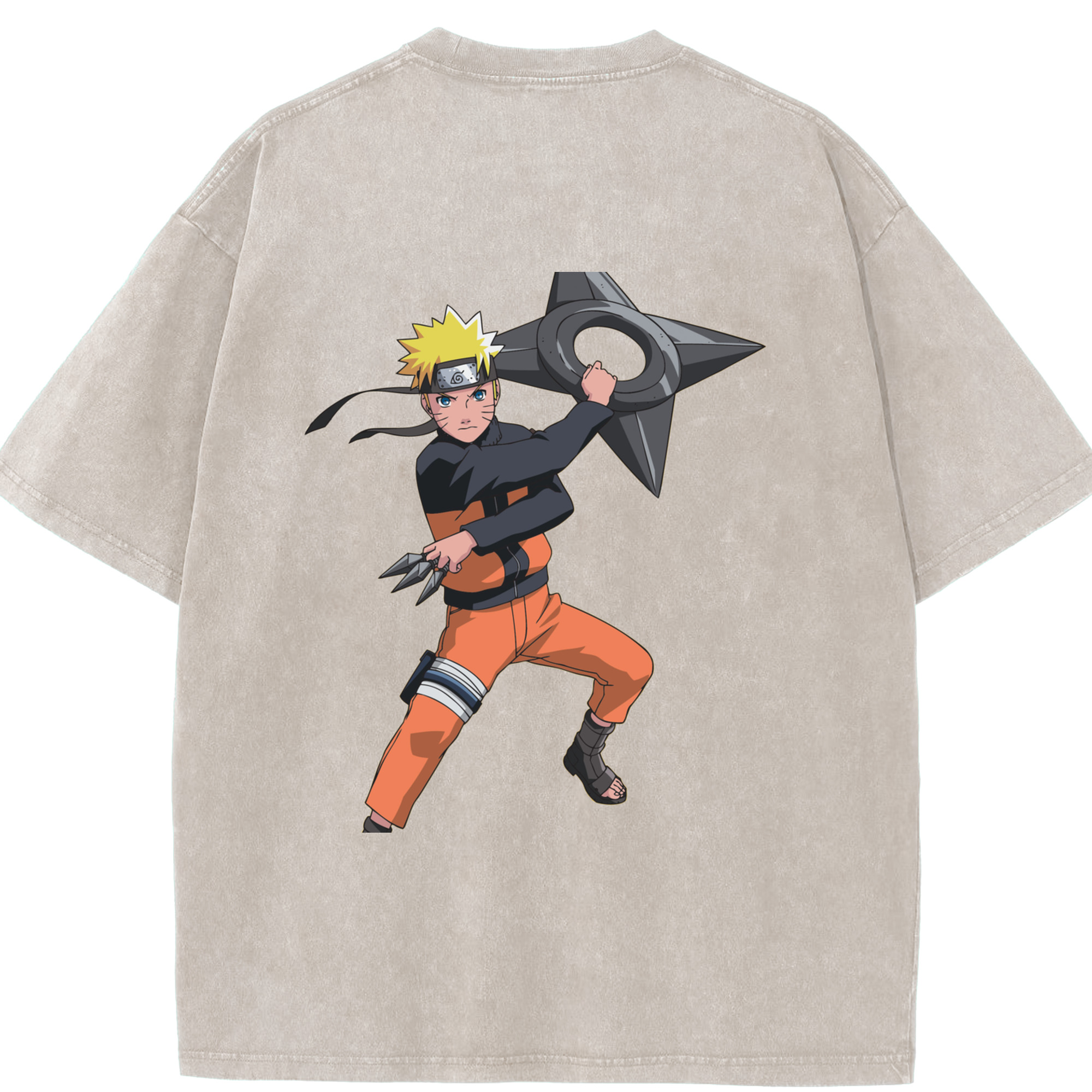 （画像用） NARUTO -ナルト- うずまき ナルト Uzumaki Naruto 綿100% ヴィンテージ風 半袖Tシャツ（背面プリント）