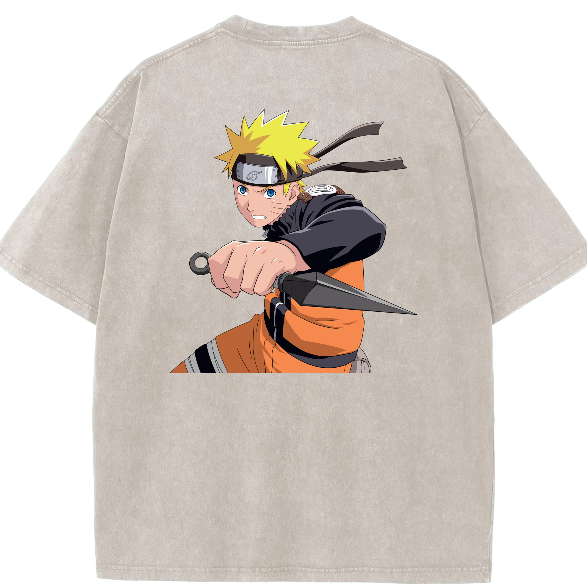 （画像用） NARUTO -ナルト- うずまき ナルト Uzumaki Naruto 綿100% ヴィンテージ風 半袖Tシャツ（背面プリント）