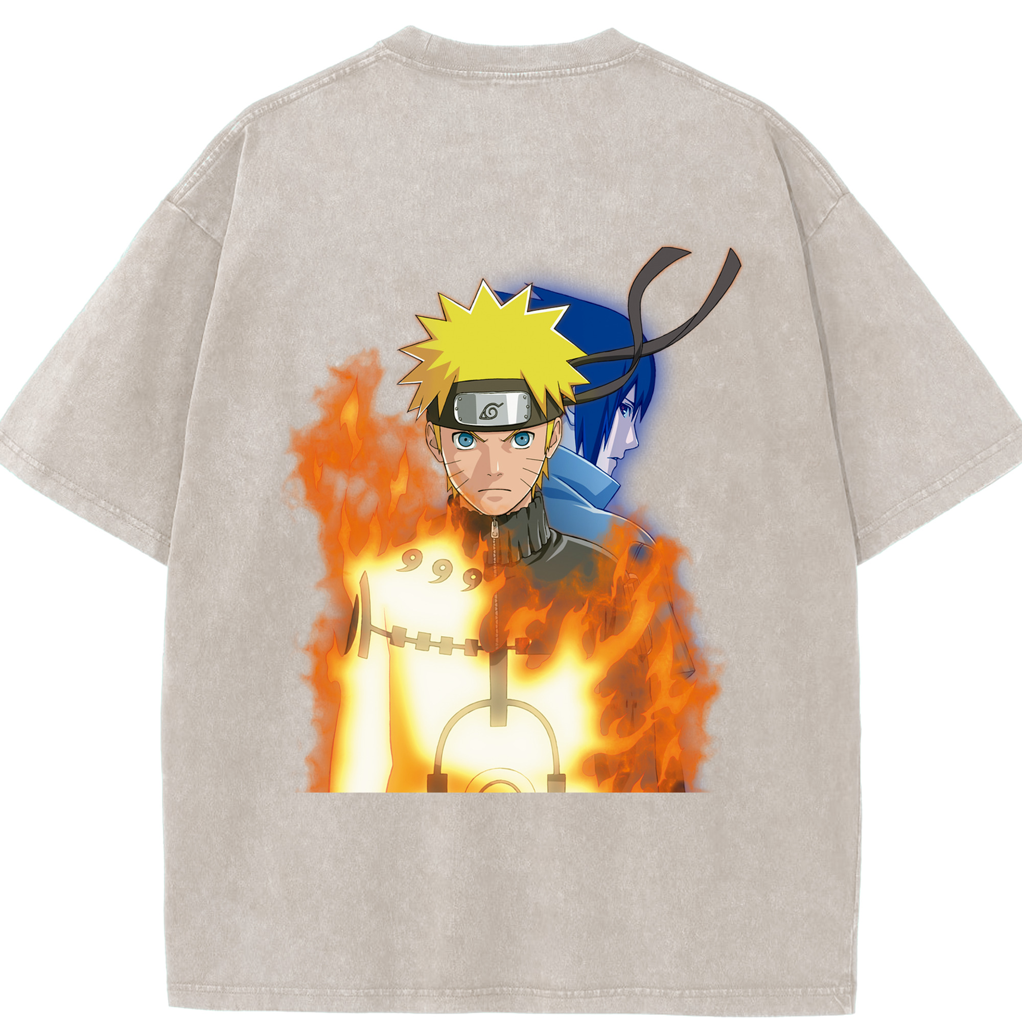 （画像用） NARUTO -ナルト- うずまき ナルト Uzumaki Naruto 綿100% ヴィンテージ風 半袖Tシャツ（背面プリント）