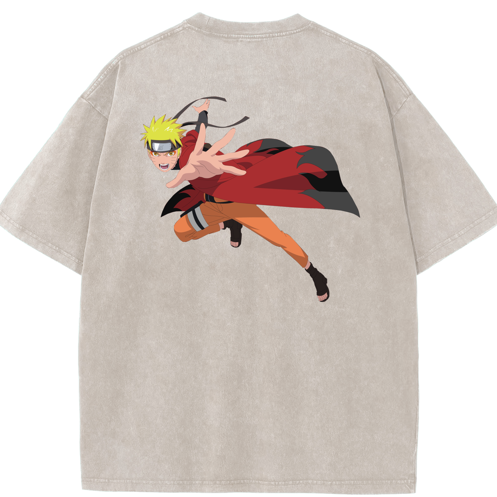 （画像用） NARUTO -ナルト- うずまき ナルト Uzumaki Naruto 綿100% ヴィンテージ風 半袖Tシャツ（背面プリント）