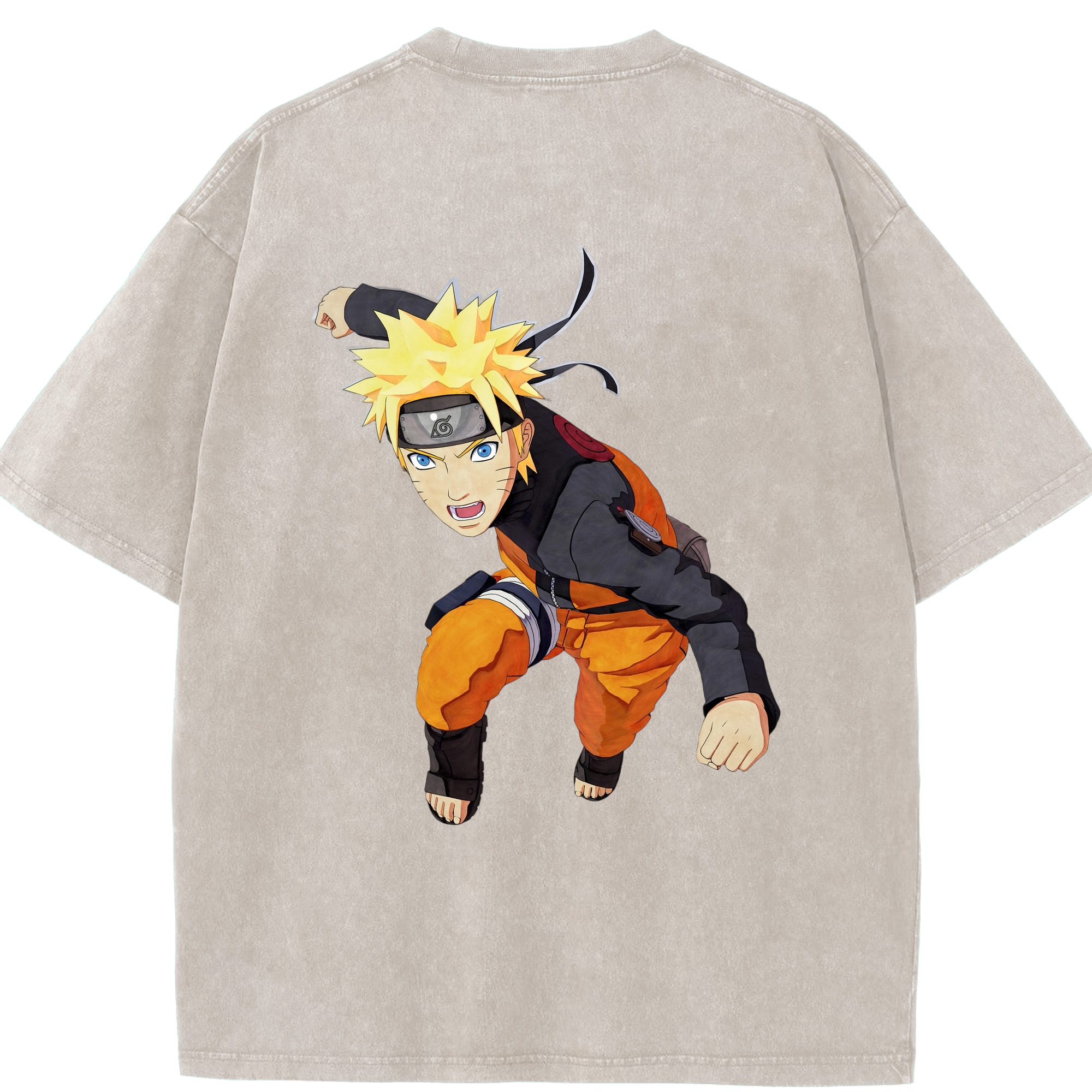 （画像用） NARUTO -ナルト- うずまき ナルト Uzumaki Naruto 綿100% ヴィンテージ風 半袖Tシャツ（背面プリント）