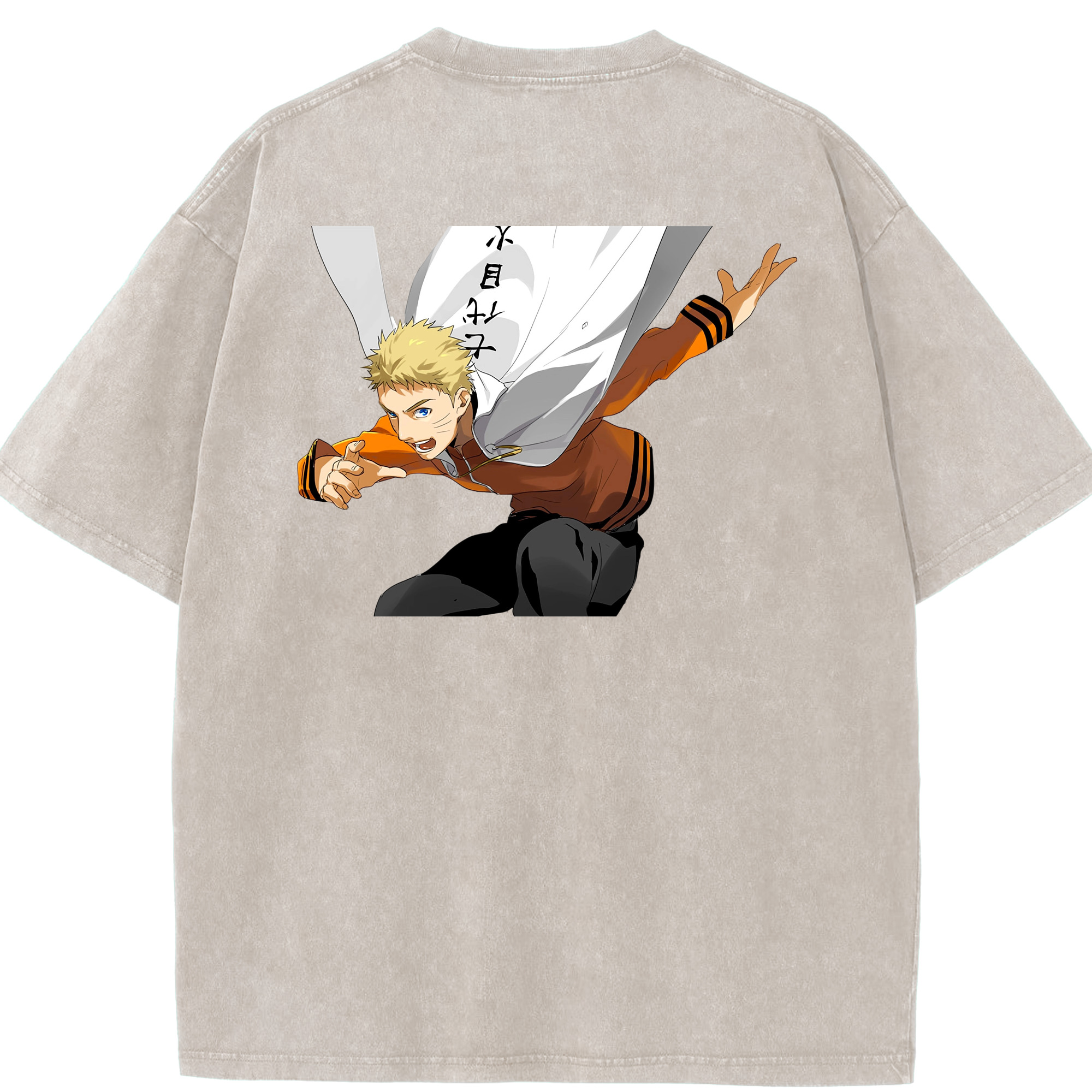 （画像用） NARUTO -ナルト- うずまき ナルト Uzumaki Naruto 綿100% ヴィンテージ風 半袖Tシャツ（背面プリント）