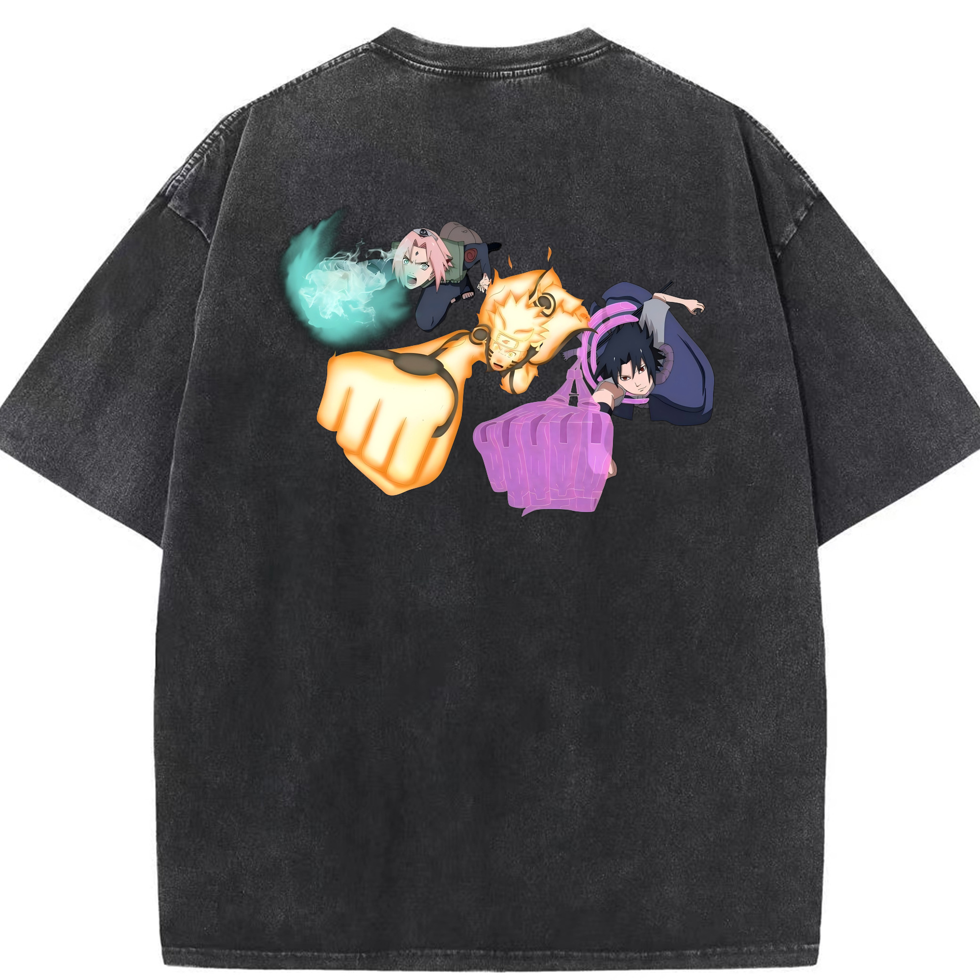 （画像用） NARUTO -ナルト- うずまき ナルト Uzumaki Naruto 綿100% ヴィンテージ風 半袖Tシャツ（背面プリント）