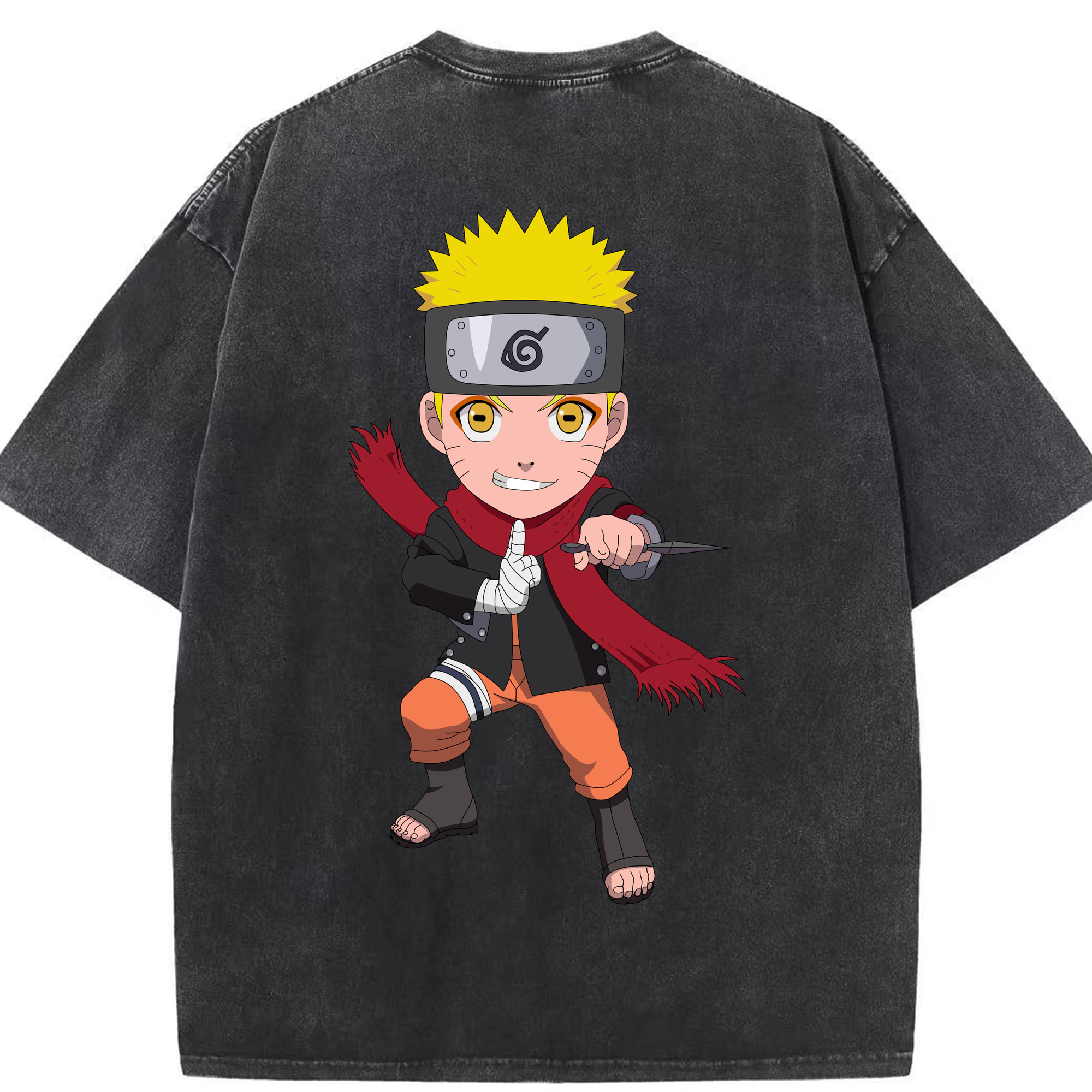 （画像用） NARUTO -ナルト- うずまき ナルト Uzumaki Naruto 綿100% ヴィンテージ風 半袖Tシャツ（背面プリント）