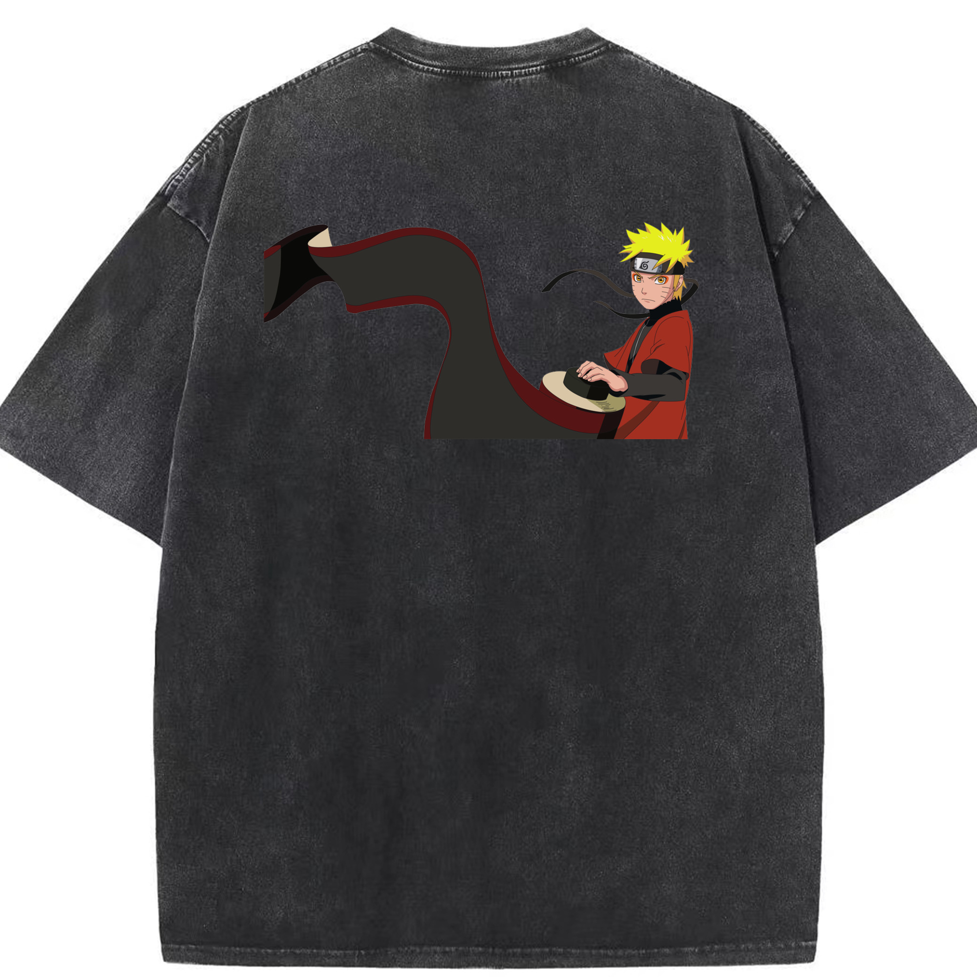 （画像用） NARUTO -ナルト- うずまき ナルト Uzumaki Naruto 綿100% ヴィンテージ風 半袖Tシャツ（背面プリント）
