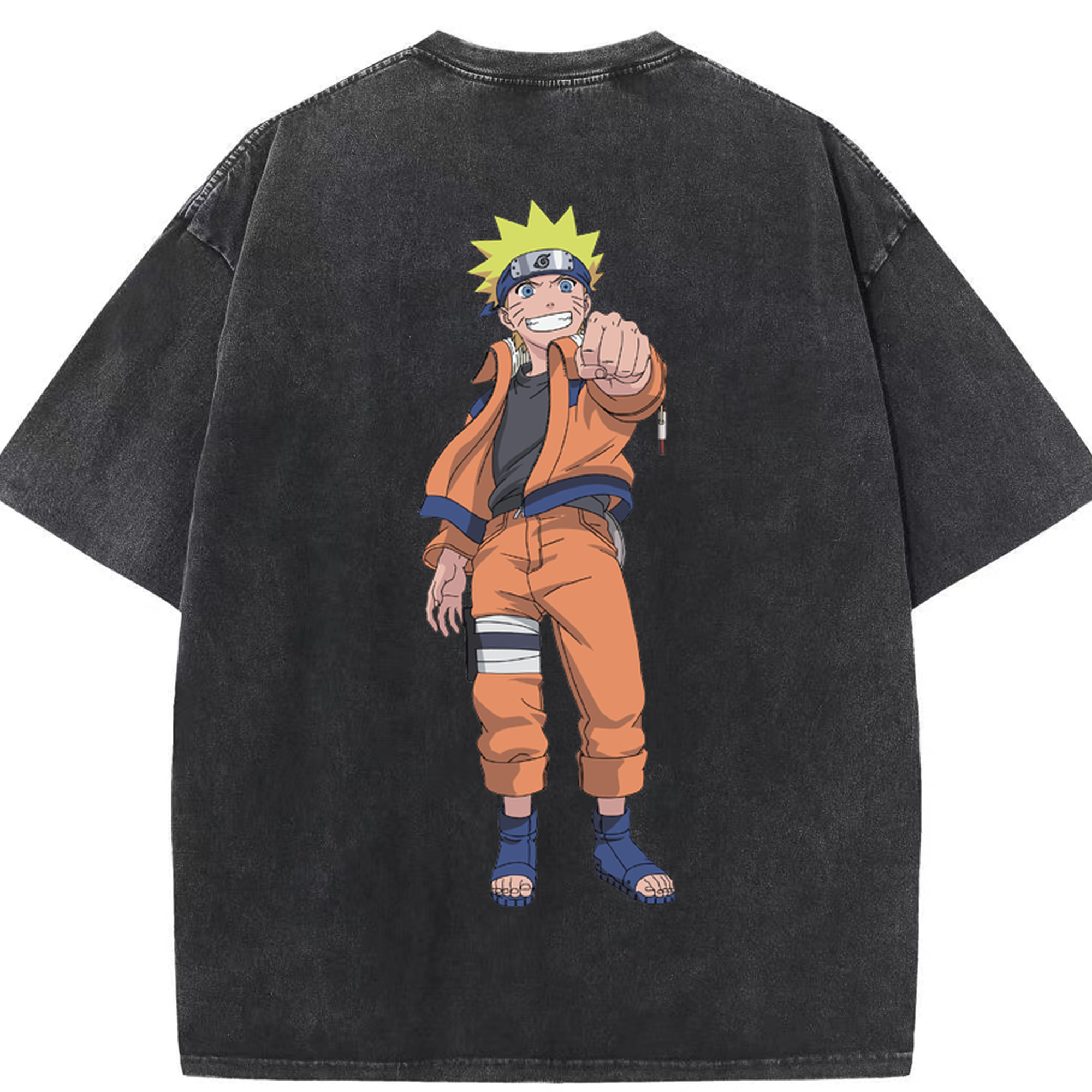 （画像用） NARUTO -ナルト- うずまき ナルト Uzumaki Naruto 綿100% ヴィンテージ風 半袖Tシャツ（背面プリント）