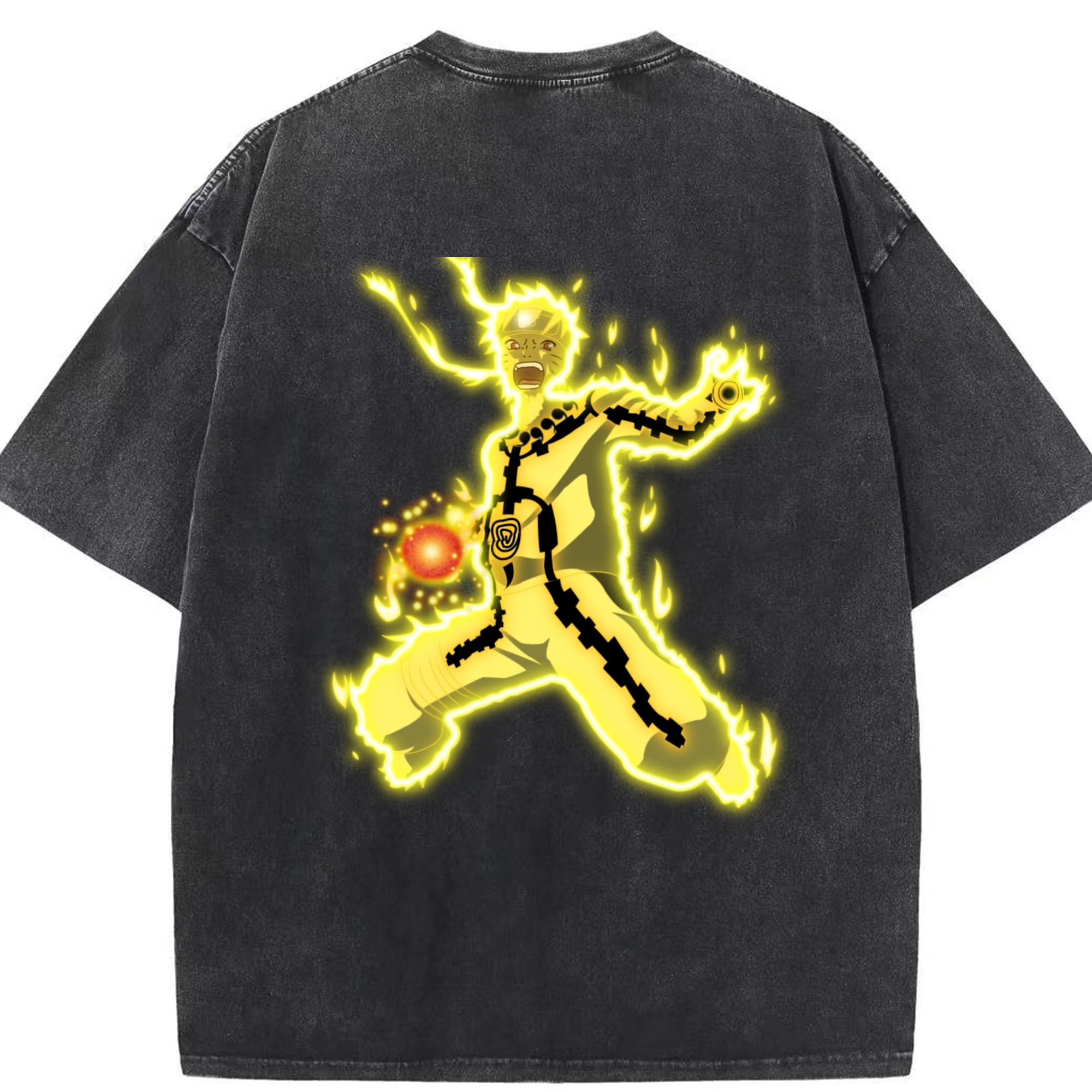 （画像用） NARUTO -ナルト- うずまき ナルト Uzumaki Naruto 綿100% ヴィンテージ風 半袖Tシャツ（背面プリント）