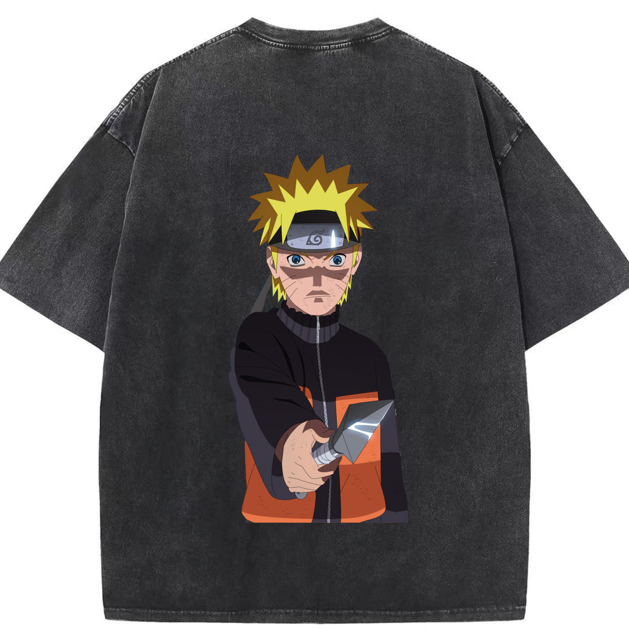 （画像用） NARUTO -ナルト- うずまき ナルト Uzumaki Naruto 綿100% ヴィンテージ風 半袖Tシャツ（背面プリント）