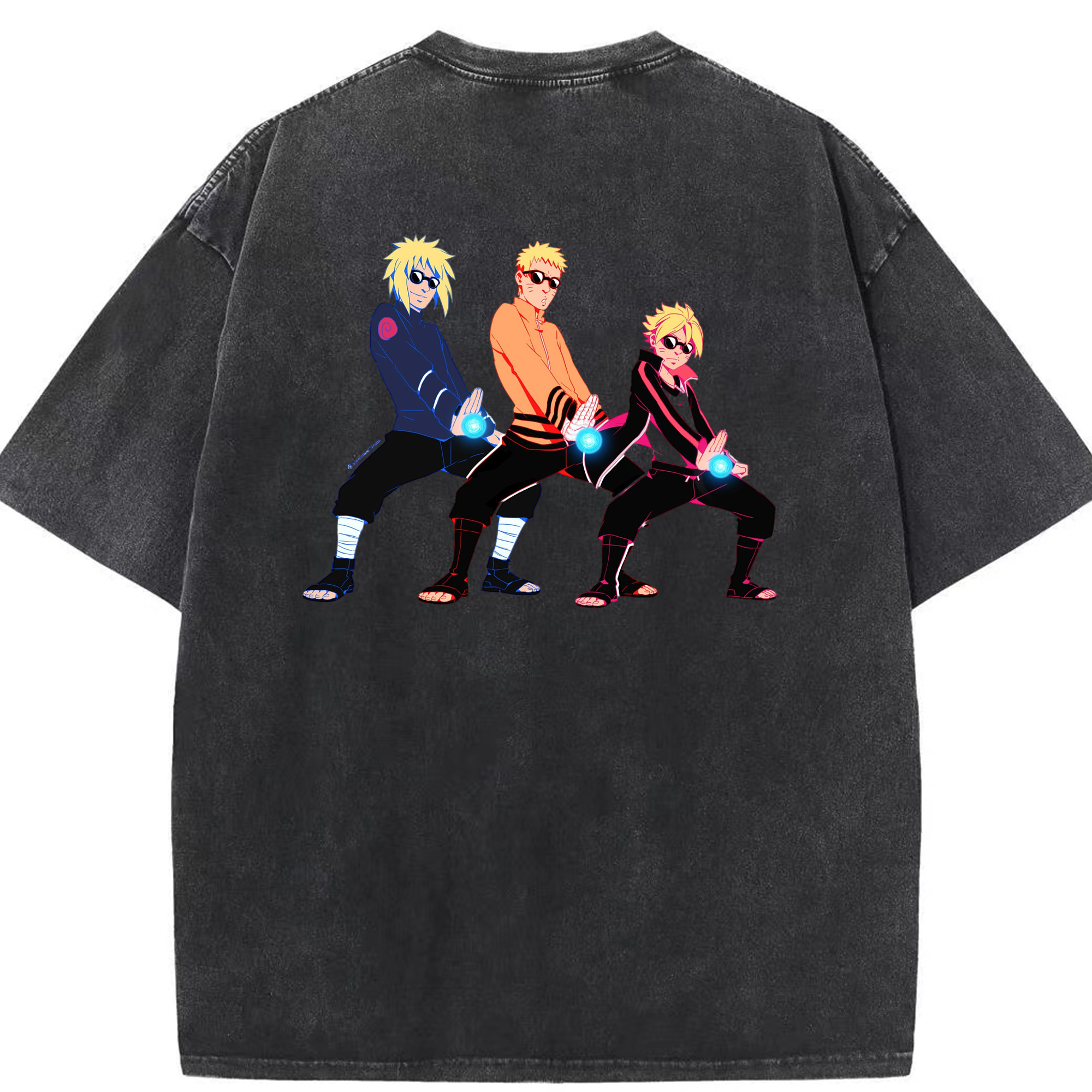 （画像用） NARUTO -ナルト- うずまき ナルト Uzumaki Naruto 綿100% ヴィンテージ風 半袖Tシャツ（背面プリント）