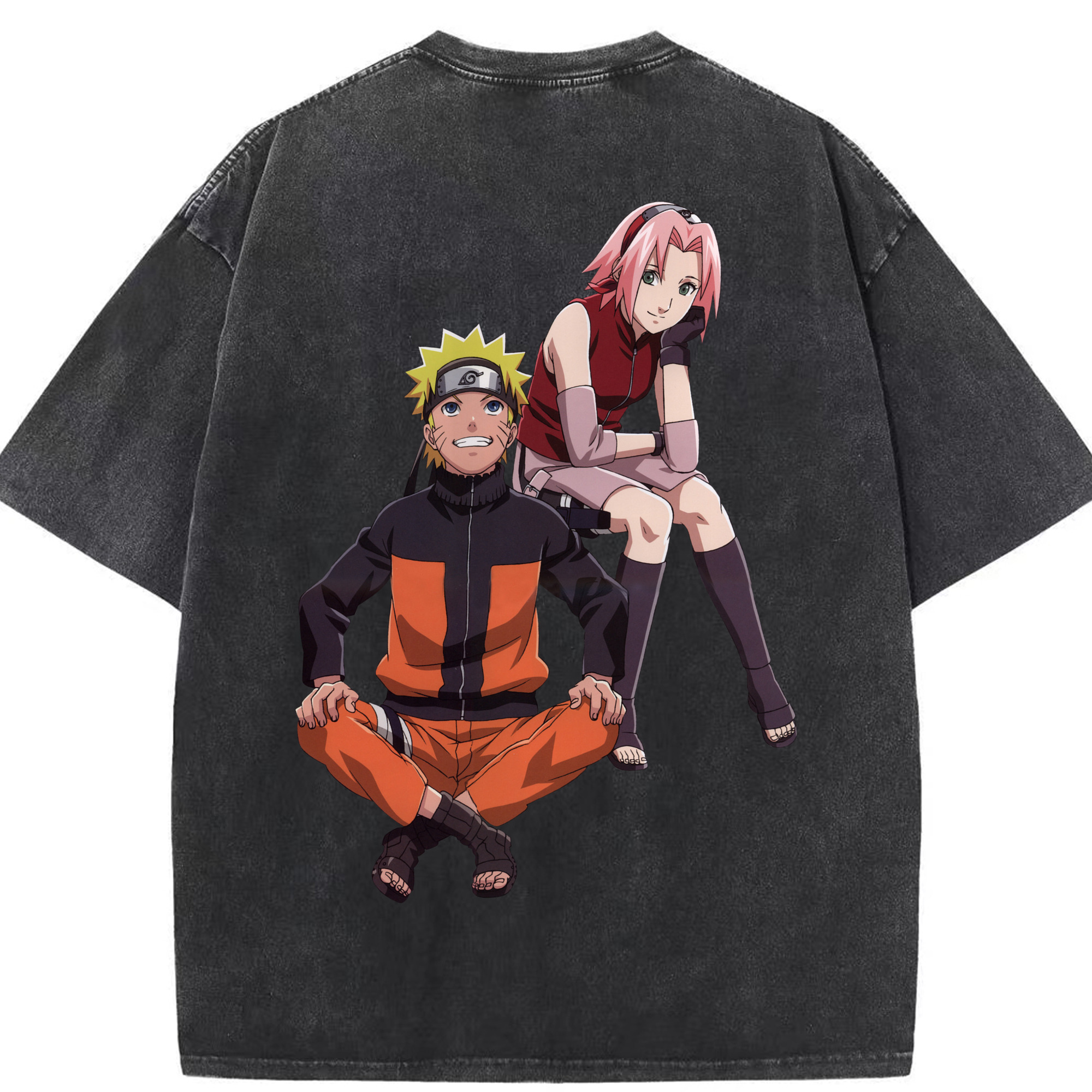 （画像用） NARUTO -ナルト- うずまき ナルト Uzumaki Naruto 綿100% ヴィンテージ風 半袖Tシャツ（背面プリント）