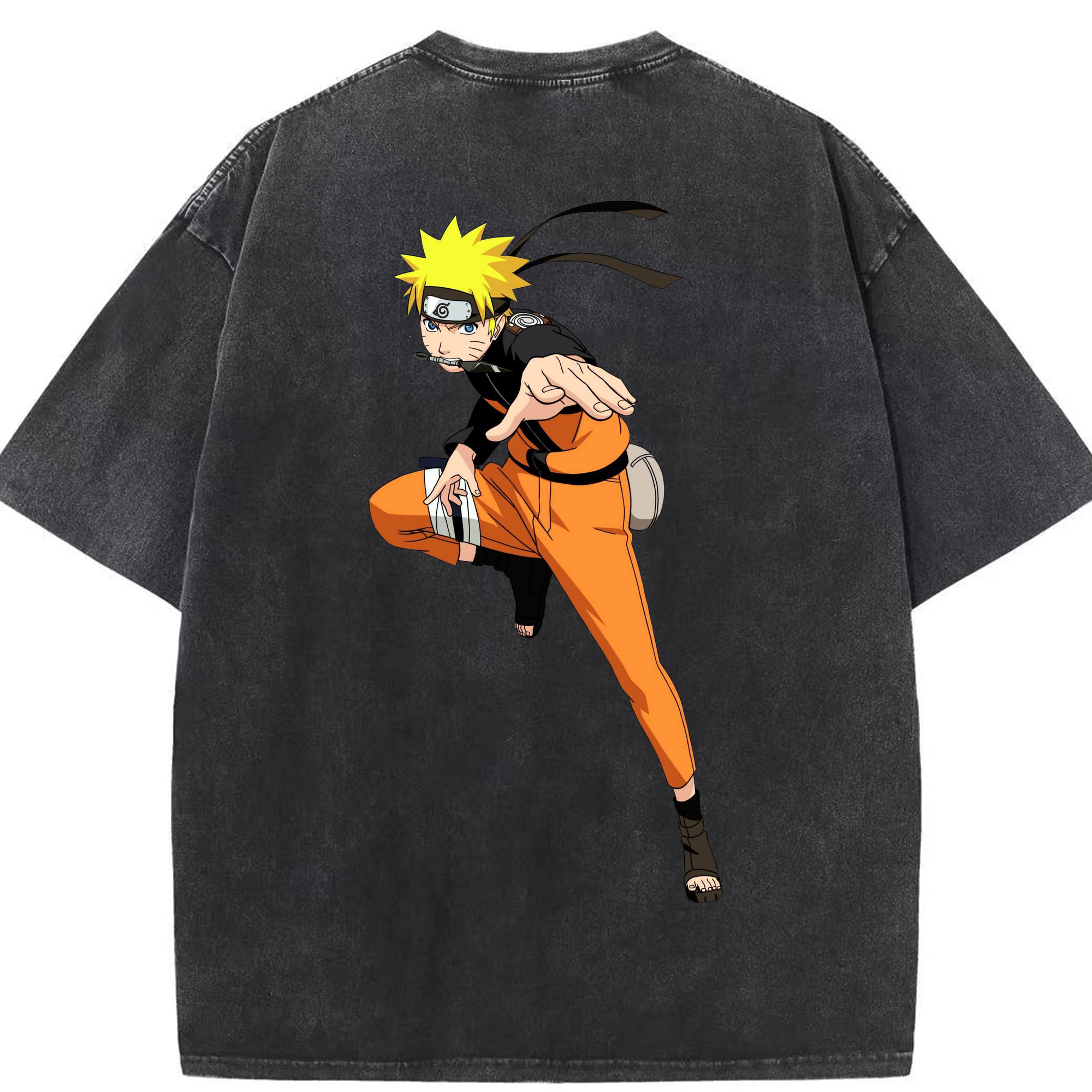 （画像用） NARUTO -ナルト- うずまき ナルト Uzumaki Naruto 綿100% ヴィンテージ風 半袖Tシャツ（背面プリント）