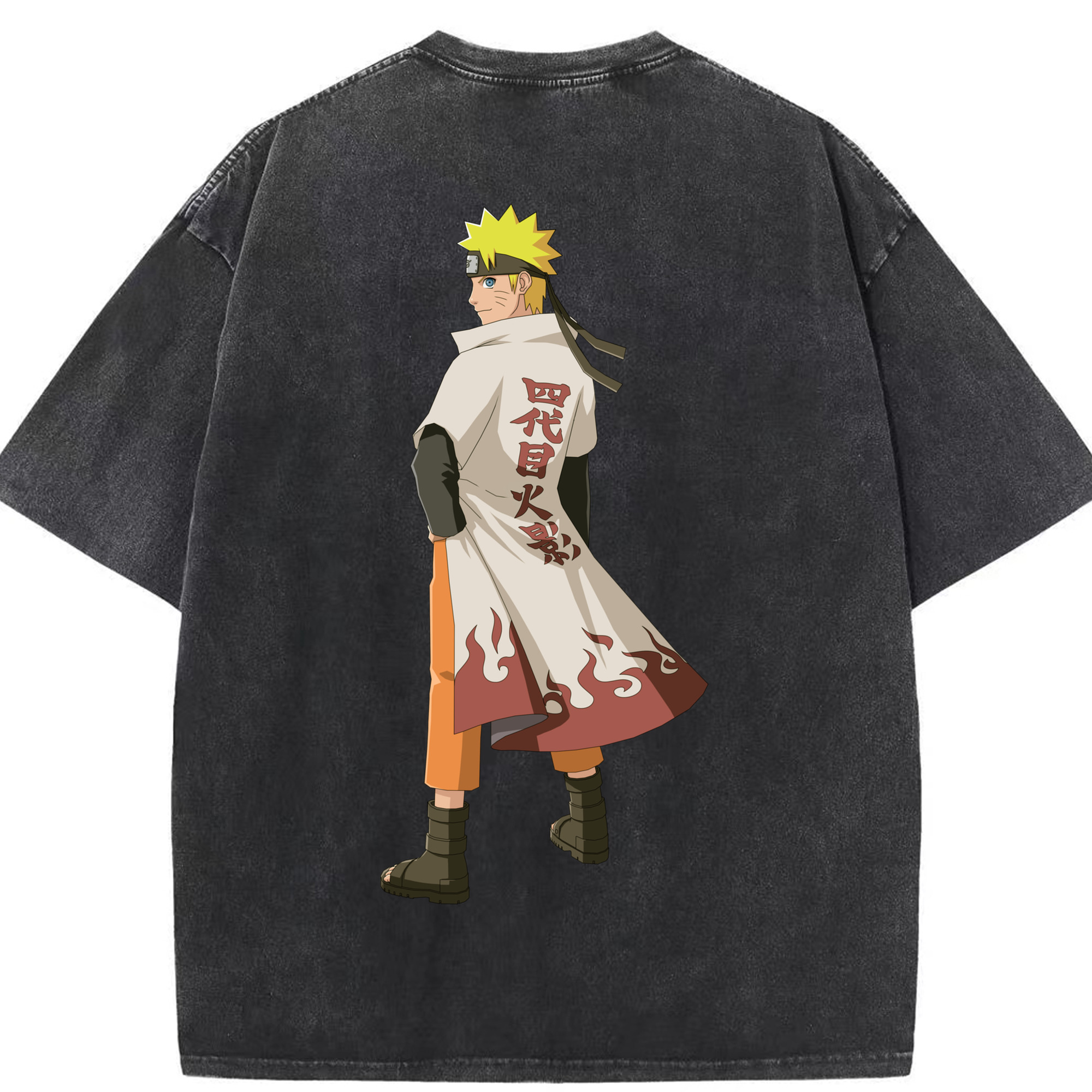 （画像用） NARUTO -ナルト- うずまき ナルト Uzumaki Naruto 綿100% ヴィンテージ風 半袖Tシャツ（背面プリント）