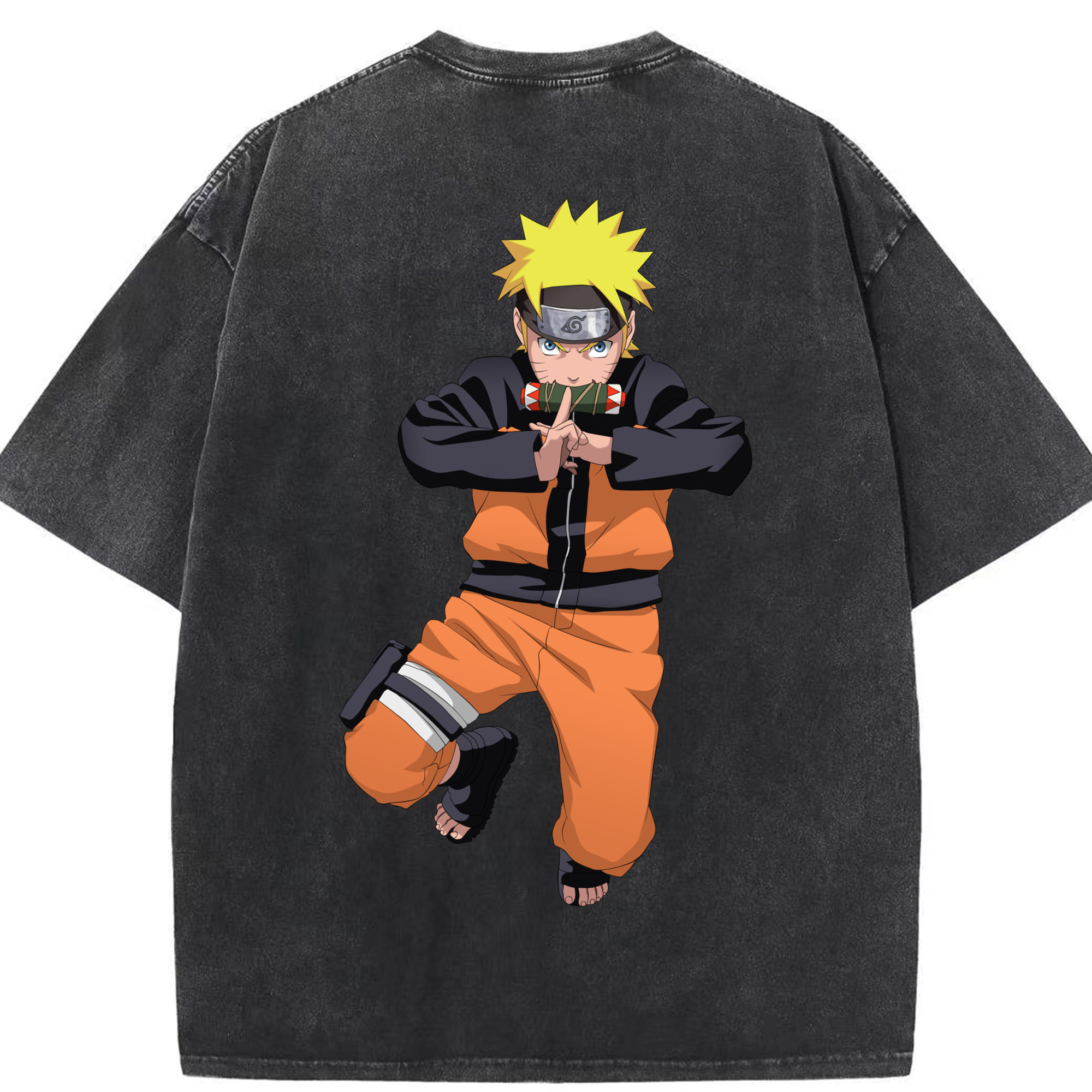 （画像用） NARUTO -ナルト- うずまき ナルト Uzumaki Naruto 綿100% ヴィンテージ風 半袖Tシャツ（背面プリント）