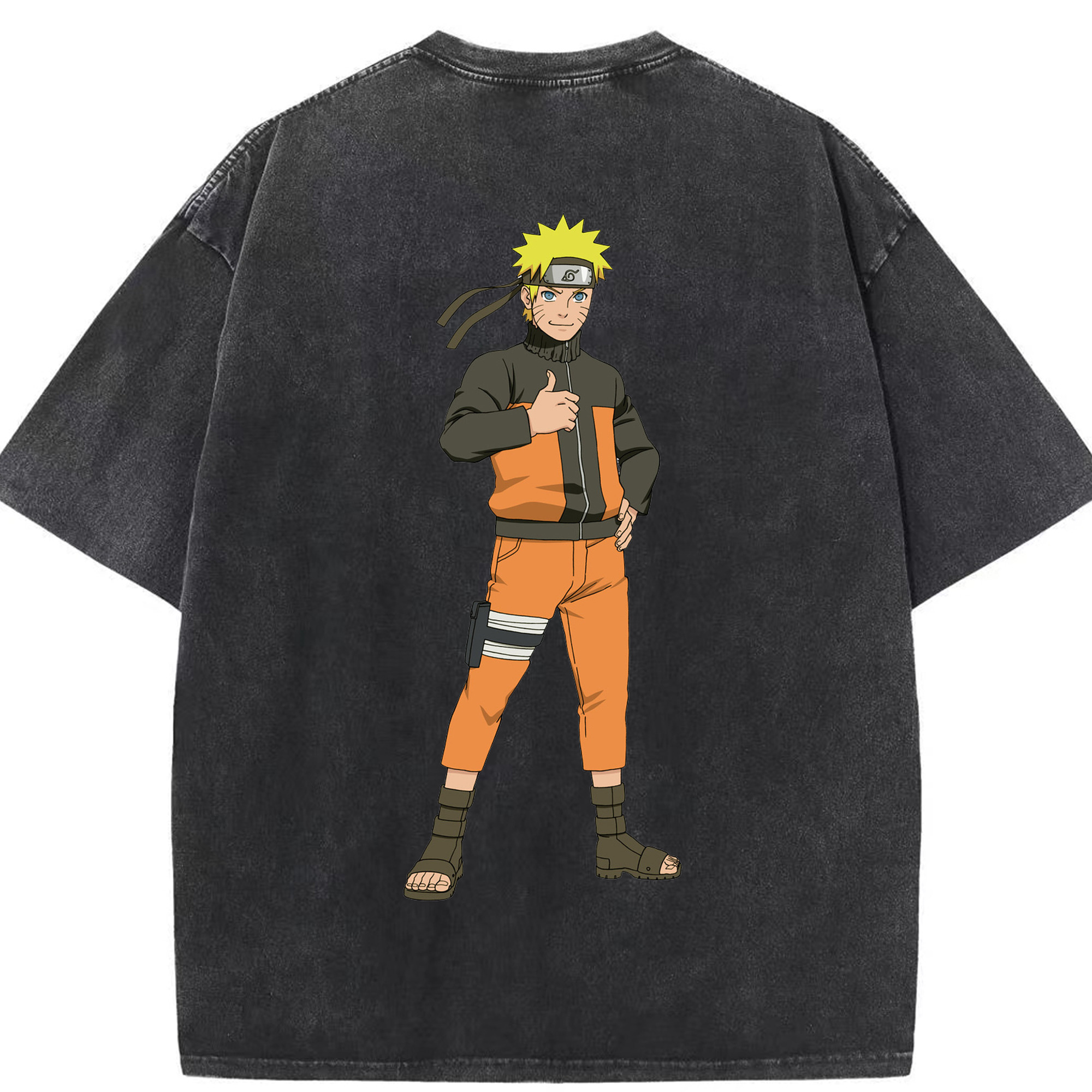 （画像用） NARUTO -ナルト- うずまき ナルト Uzumaki Naruto 綿100% ヴィンテージ風 半袖Tシャツ（背面プリント）