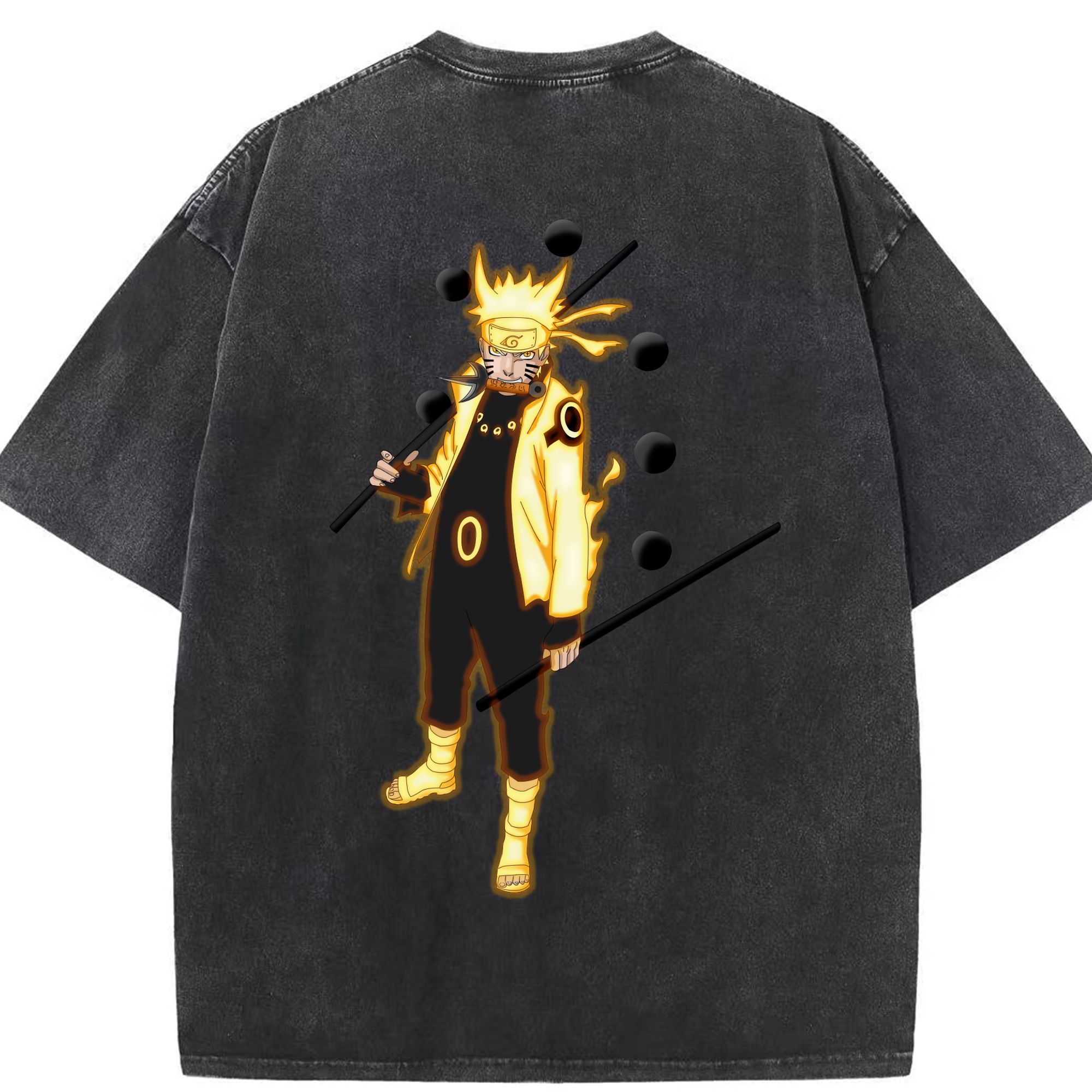 （画像用） NARUTO -ナルト- うずまき ナルト Uzumaki Naruto 綿100% ヴィンテージ風 半袖Tシャツ（背面プリント）