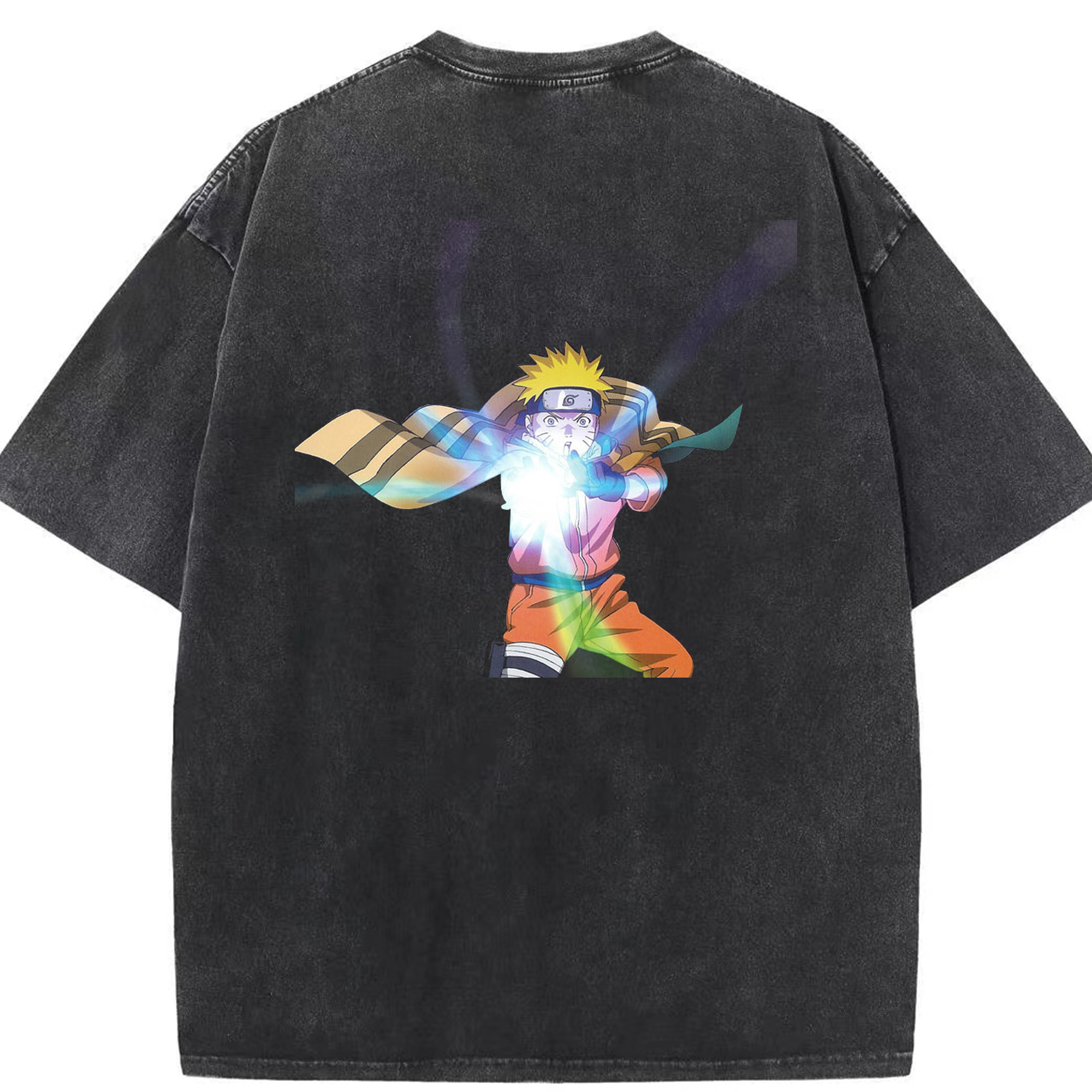 （画像用） NARUTO -ナルト- うずまき ナルト Uzumaki Naruto 綿100% ヴィンテージ風 半袖Tシャツ（背面プリント）