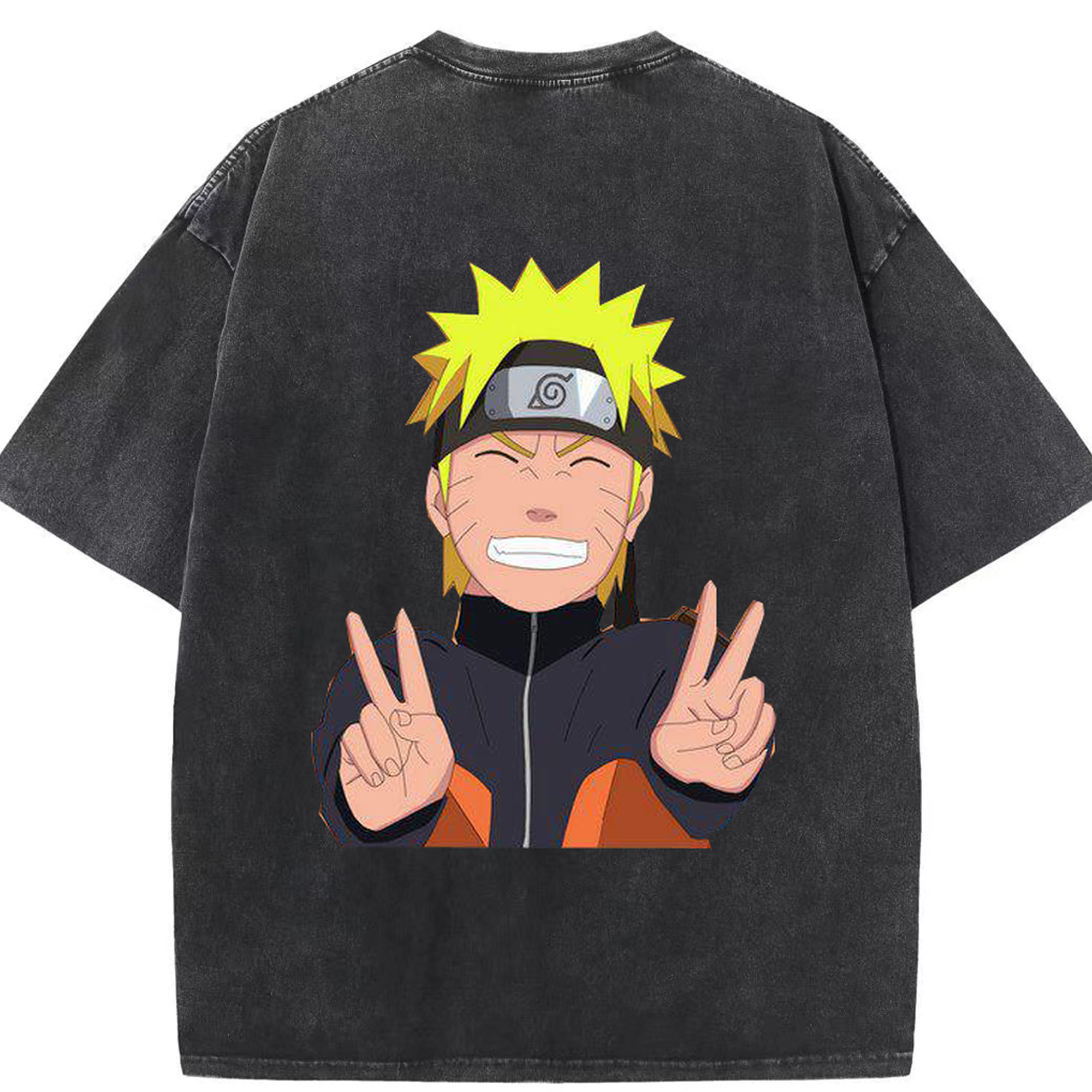 （画像用） NARUTO -ナルト- うずまき ナルト Uzumaki Naruto 綿100% ヴィンテージ風 半袖Tシャツ（背面プリント）