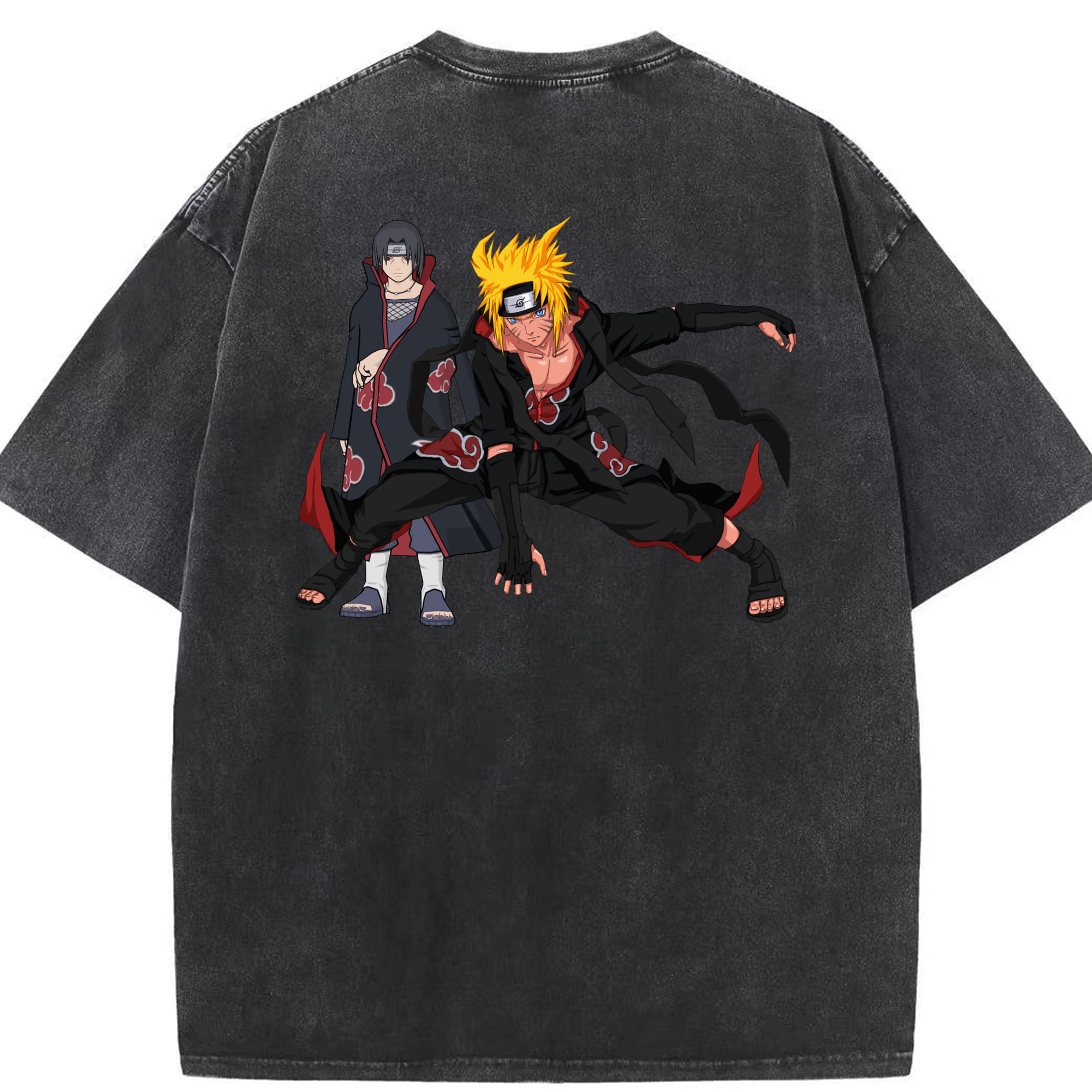 （画像用） NARUTO -ナルト- うずまき ナルト Uzumaki Naruto 綿100% ヴィンテージ風 半袖Tシャツ（背面プリント）