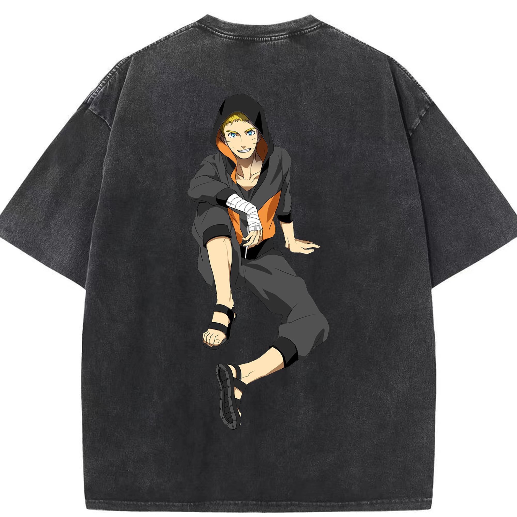 （画像用） NARUTO -ナルト- うずまき ナルト Uzumaki Naruto 綿100% ヴィンテージ風 半袖Tシャツ（背面プリント）