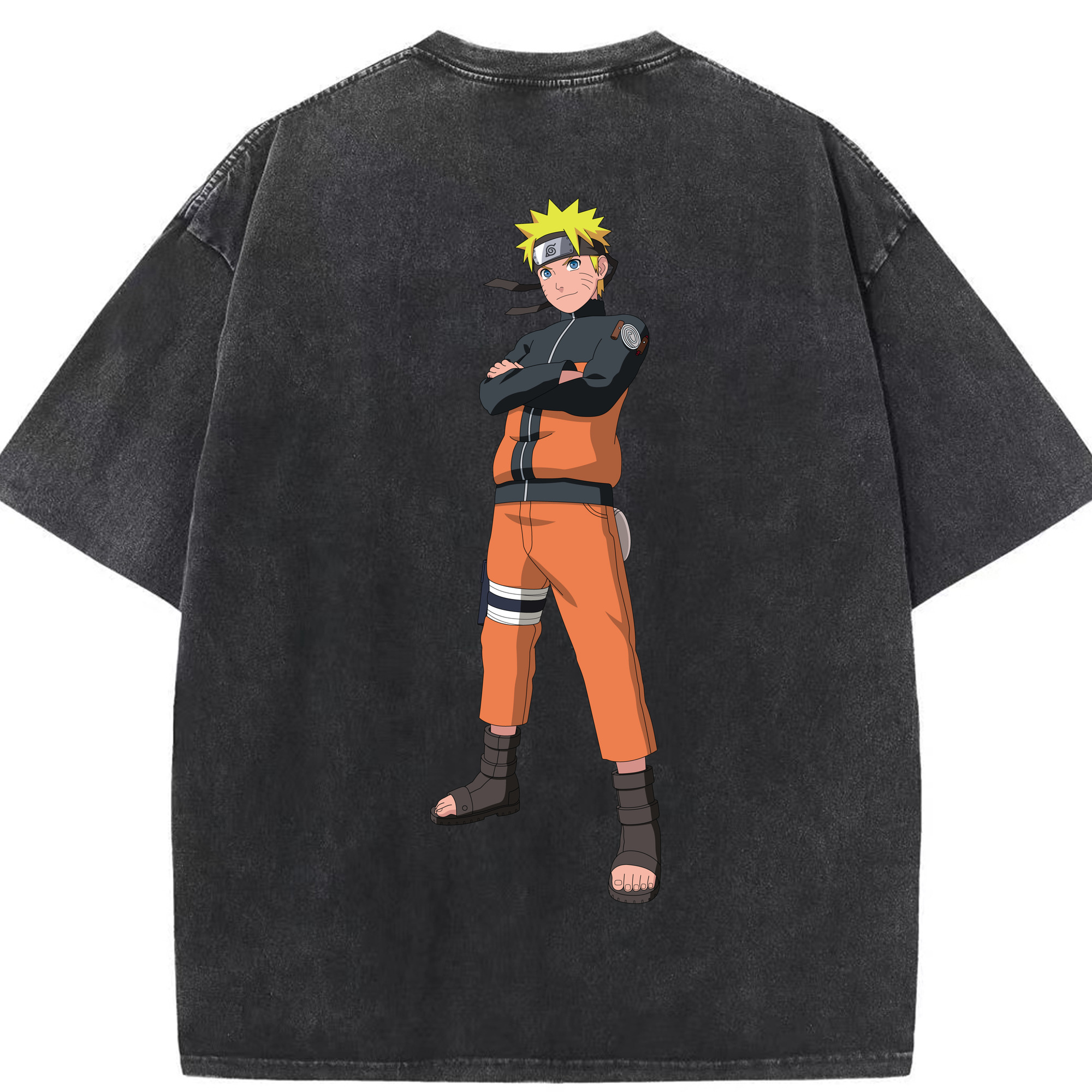 （画像用） NARUTO -ナルト- うずまき ナルト Uzumaki Naruto 綿100% ヴィンテージ風 半袖Tシャツ（背面プリント）