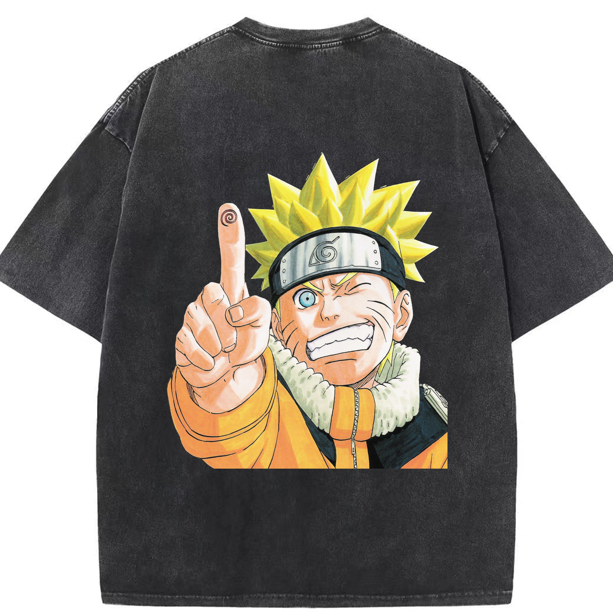 （画像用） NARUTO -ナルト- うずまき ナルト Uzumaki Naruto 綿100% ヴィンテージ風 半袖Tシャツ（背面プリント）