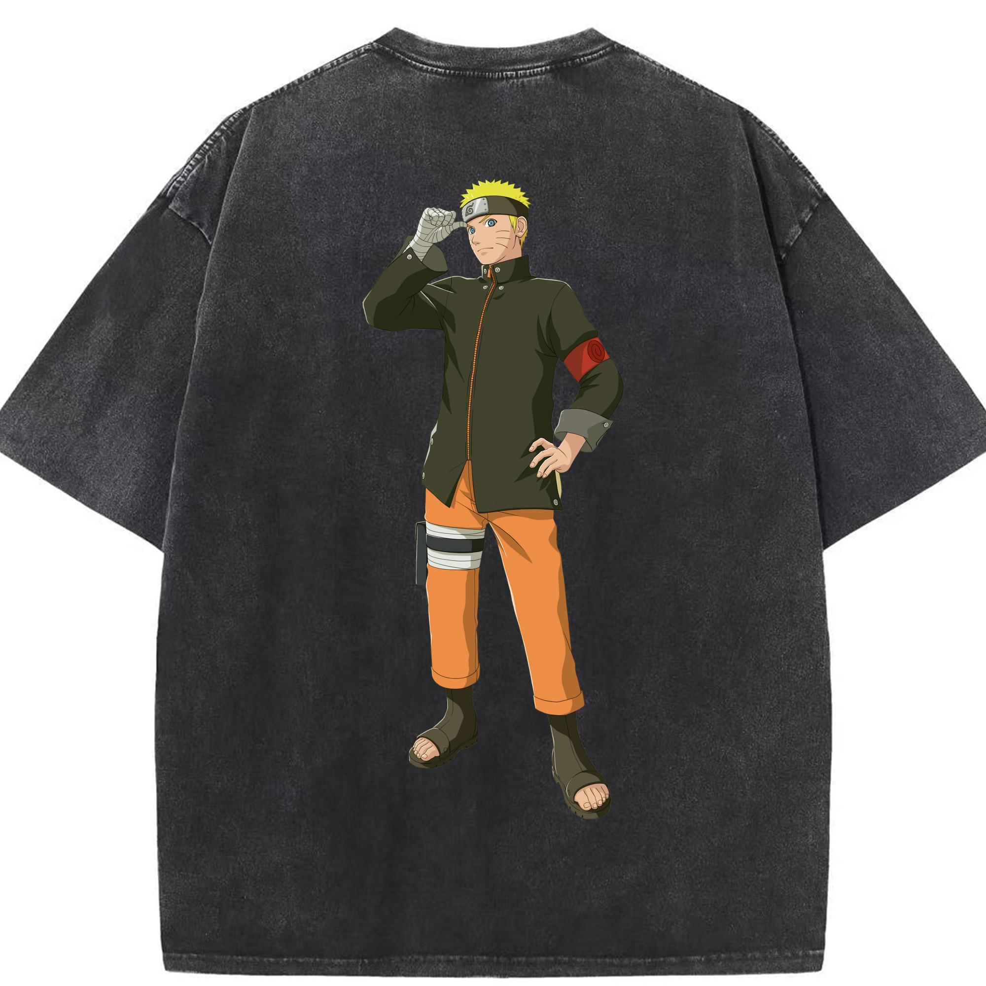 （画像用） NARUTO -ナルト- うずまき ナルト Uzumaki Naruto 綿100% ヴィンテージ風 半袖Tシャツ（背面プリント）