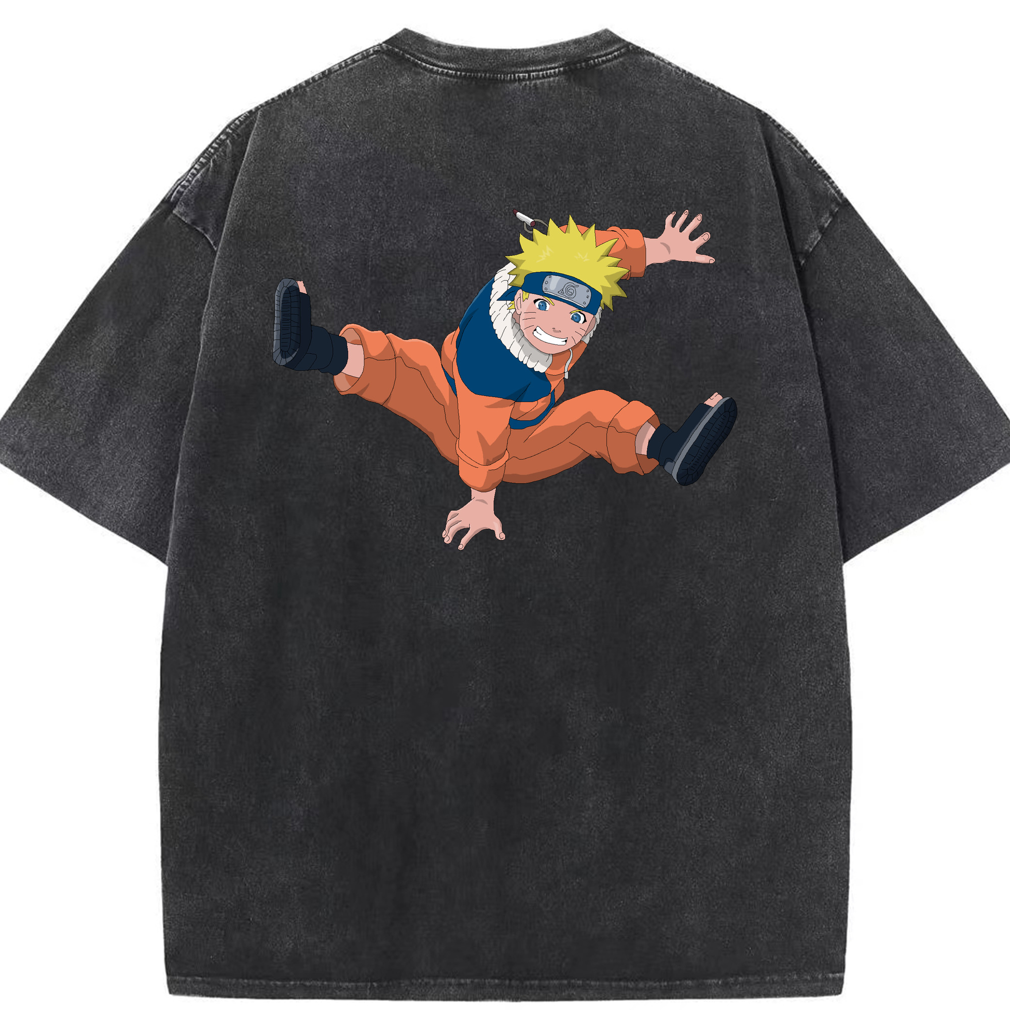 （画像用） NARUTO -ナルト- うずまき ナルト Uzumaki Naruto 綿100% ヴィンテージ風 半袖Tシャツ（背面プリント）