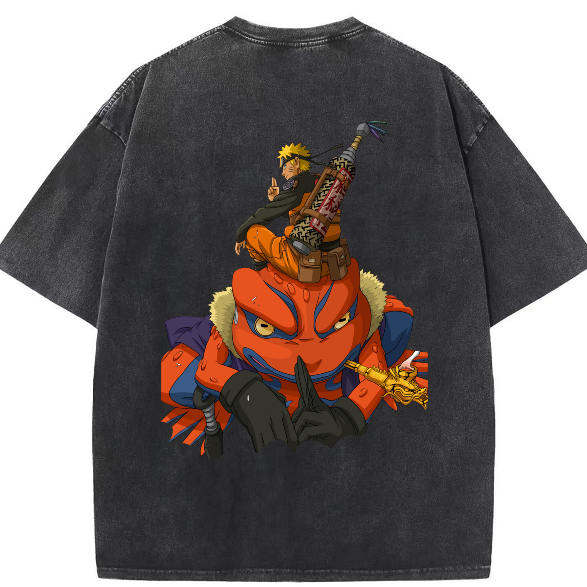 （画像用） NARUTO -ナルト- うずまき ナルト Uzumaki Naruto 綿100% ヴィンテージ風 半袖Tシャツ（背面プリント）