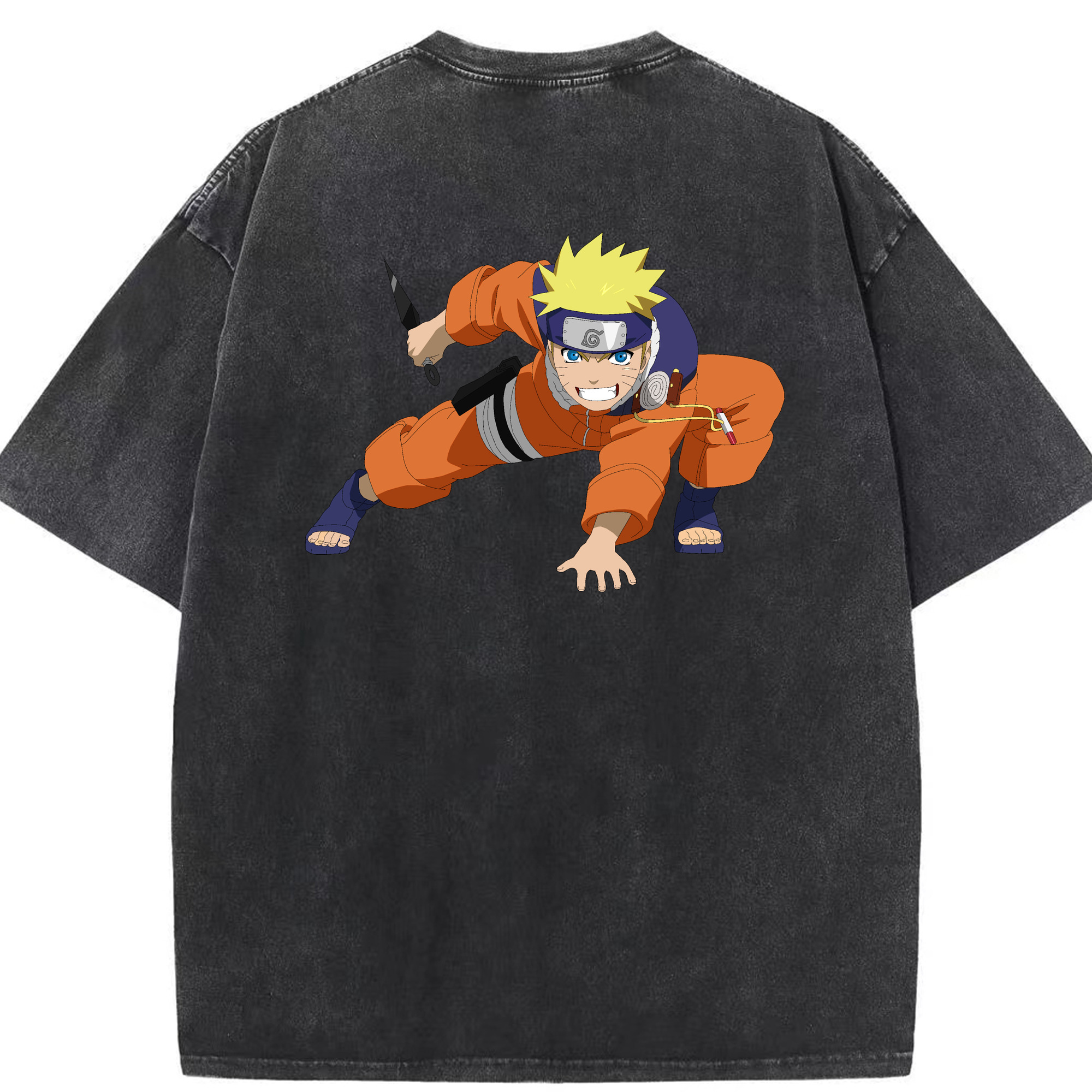 （画像用） NARUTO -ナルト- うずまき ナルト Uzumaki Naruto 綿100% ヴィンテージ風 半袖Tシャツ（背面プリント）