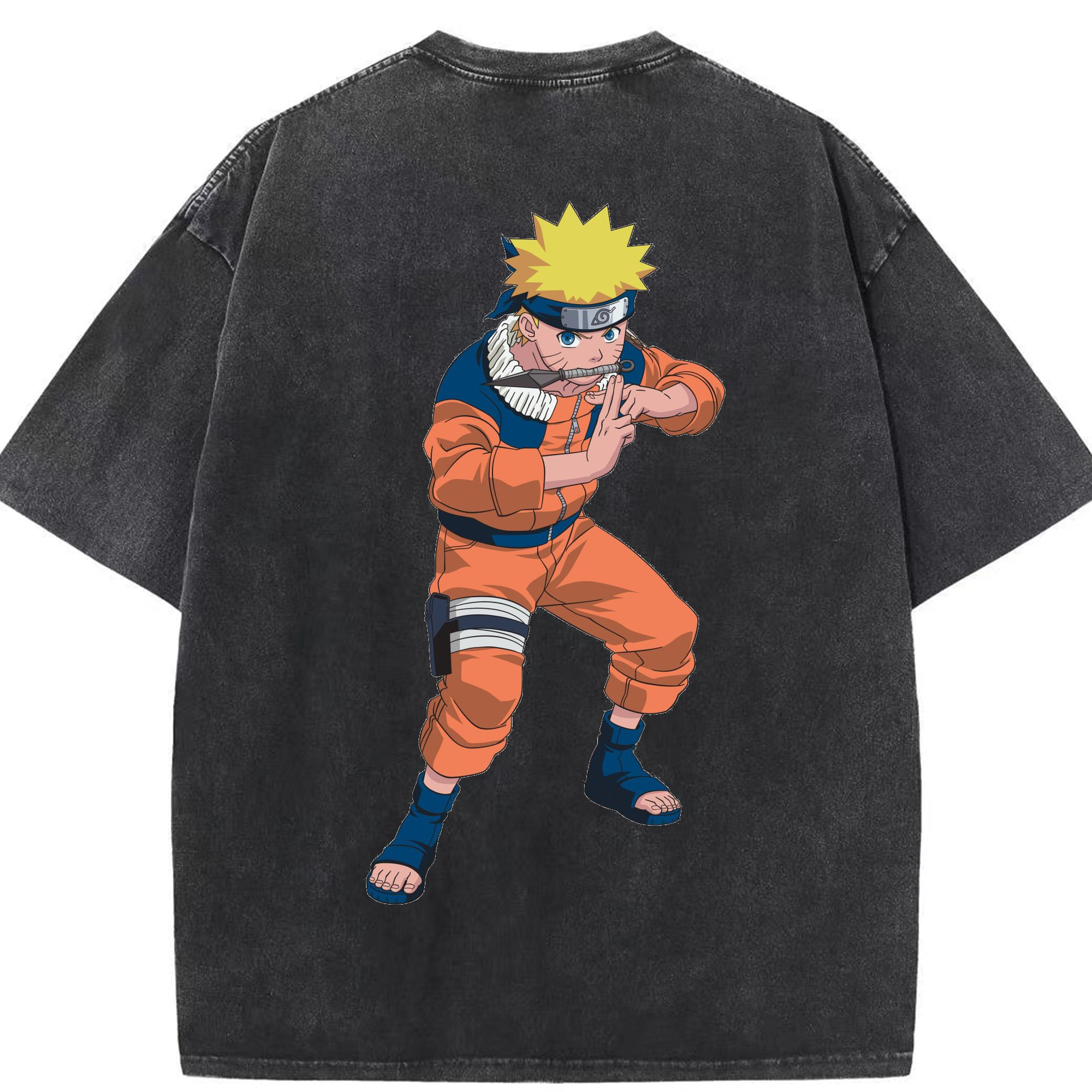 （画像用） NARUTO -ナルト- うずまき ナルト Uzumaki Naruto 綿100% ヴィンテージ風 半袖Tシャツ（背面プリント）