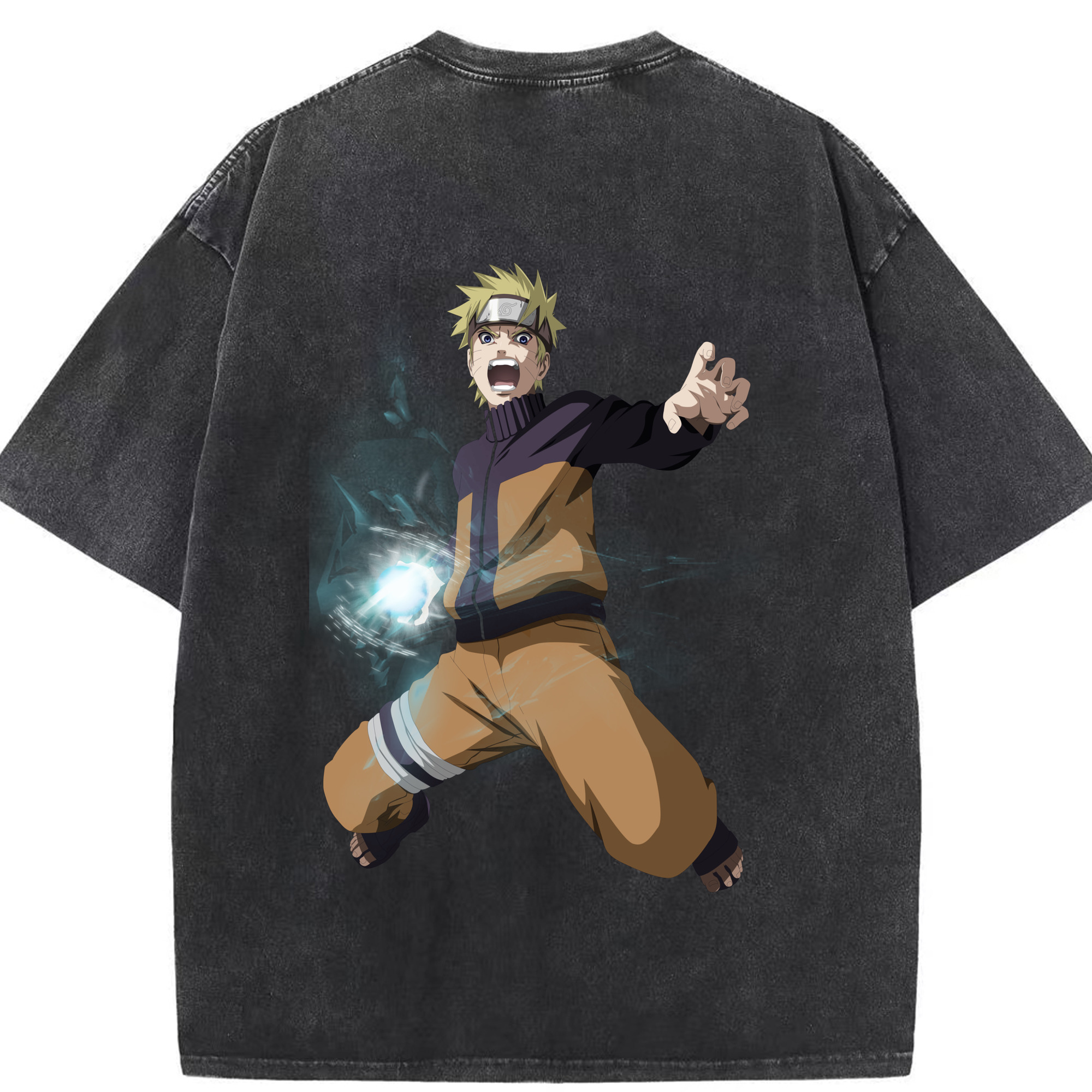 （画像用） NARUTO -ナルト- うずまき ナルト Uzumaki Naruto 綿100% ヴィンテージ風 半袖Tシャツ（背面プリント）