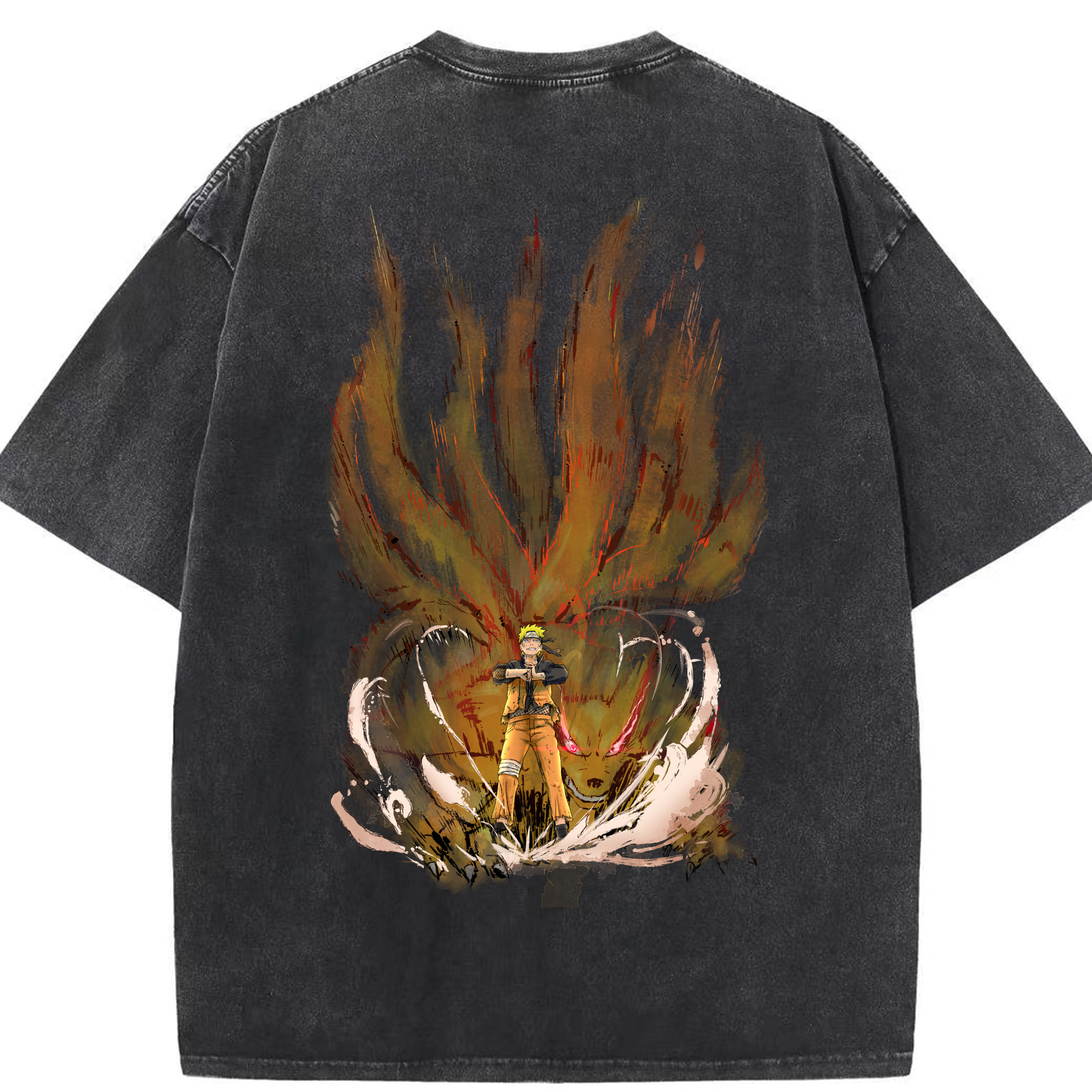 （画像用） NARUTO -ナルト- うずまき ナルト Uzumaki Naruto 綿100% ヴィンテージ風 半袖Tシャツ（背面プリント）