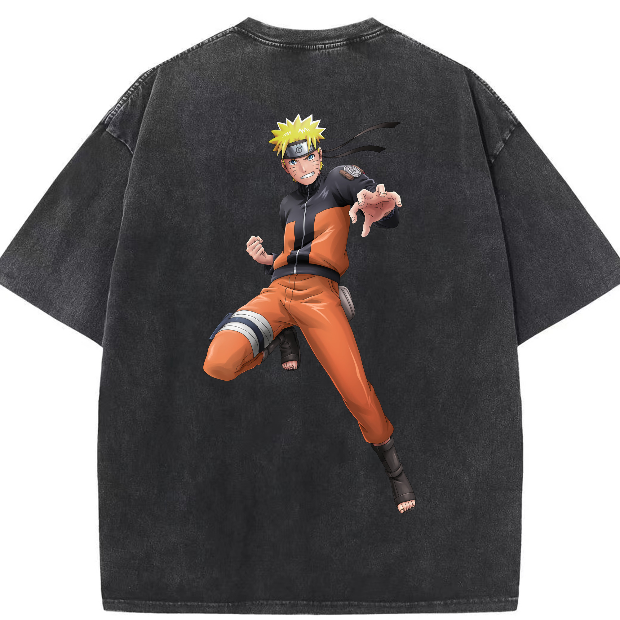 （画像用） NARUTO -ナルト- うずまき ナルト Uzumaki Naruto 綿100% ヴィンテージ風 半袖Tシャツ（背面プリント）