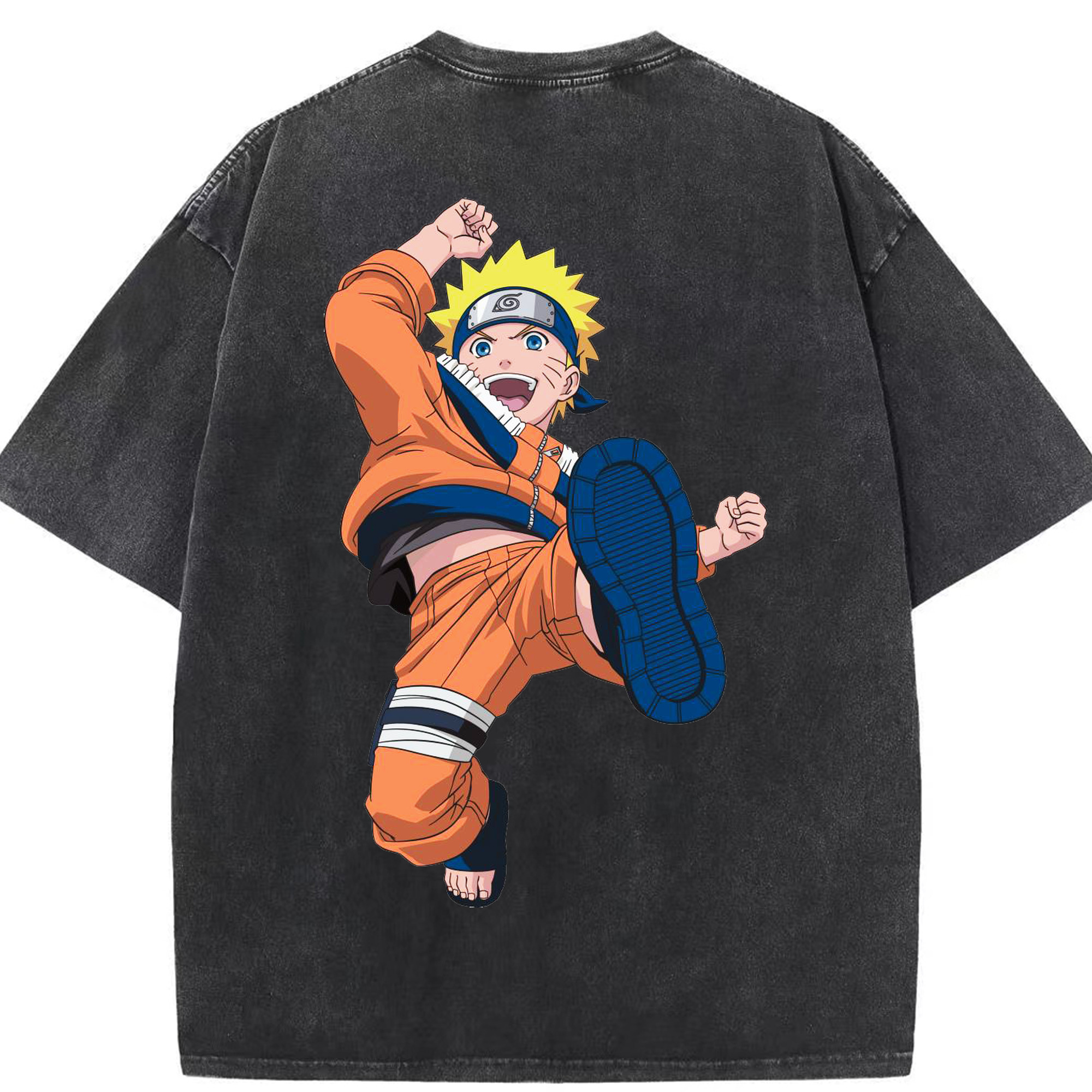 （画像用） NARUTO -ナルト- うずまき ナルト Uzumaki Naruto 綿100% ヴィンテージ風 半袖Tシャツ（背面プリント）