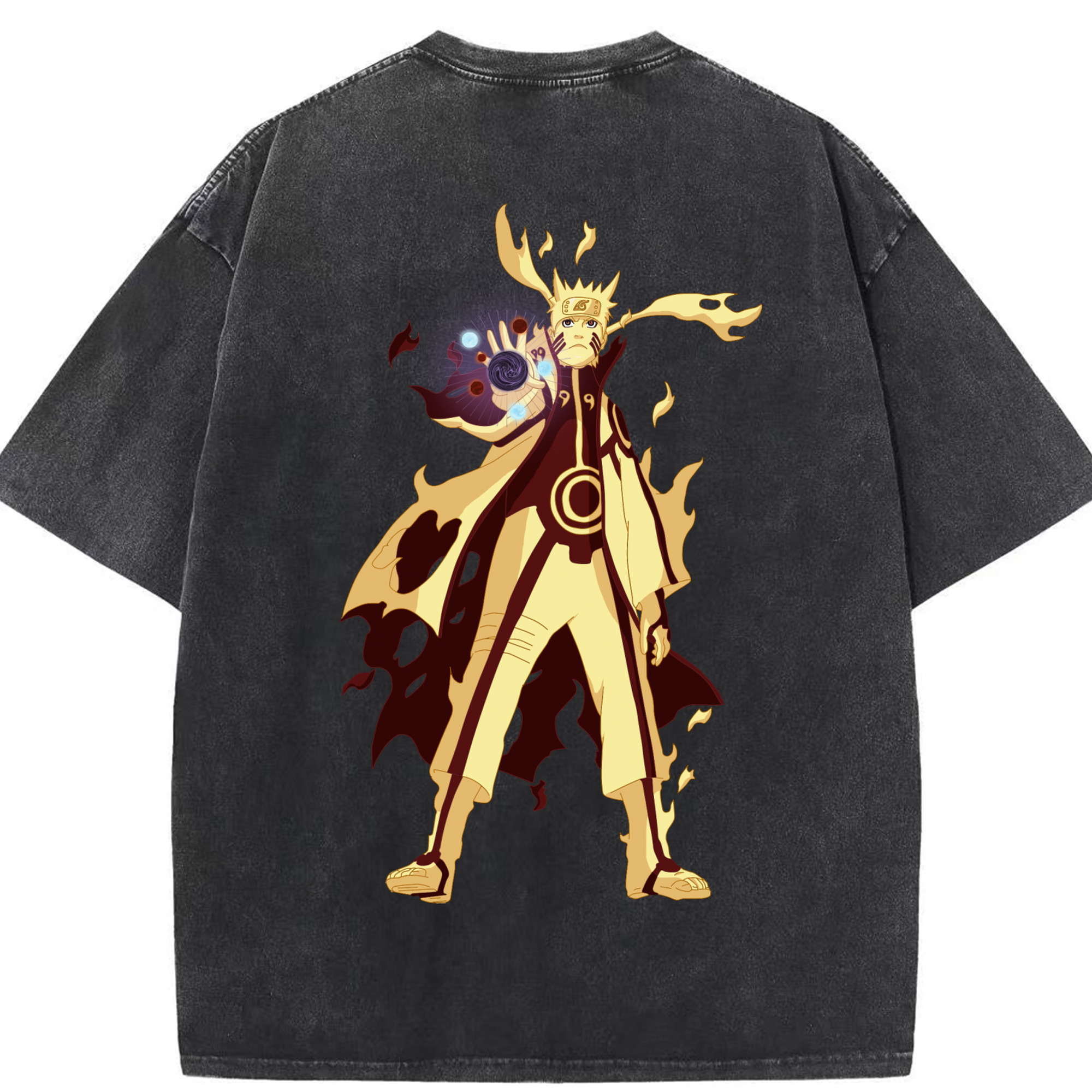 （画像用） NARUTO -ナルト- うずまき ナルト Uzumaki Naruto 綿100% ヴィンテージ風 半袖Tシャツ（背面プリント）