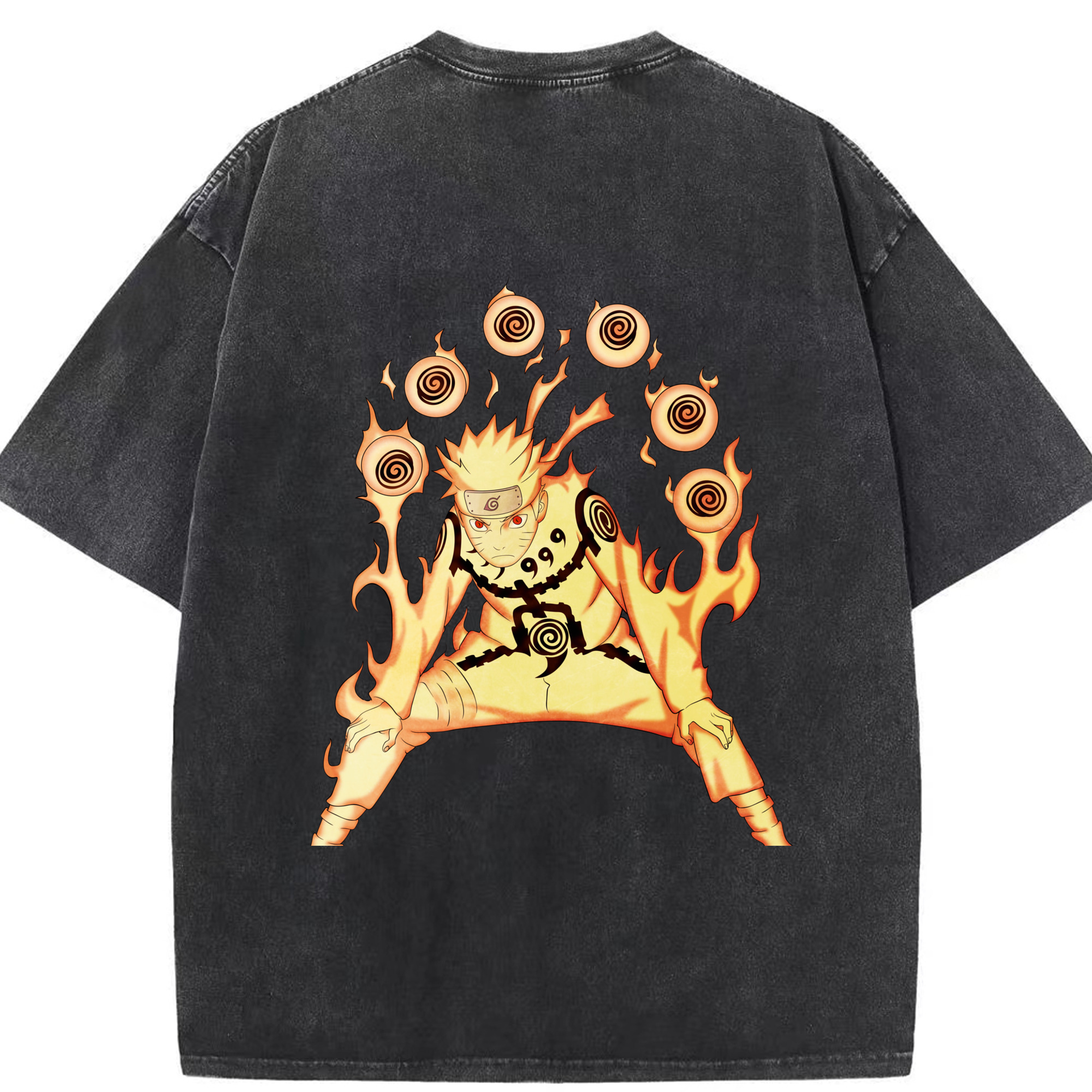 （画像用） NARUTO -ナルト- うずまき ナルト Uzumaki Naruto 綿100% ヴィンテージ風 半袖Tシャツ（背面プリント）