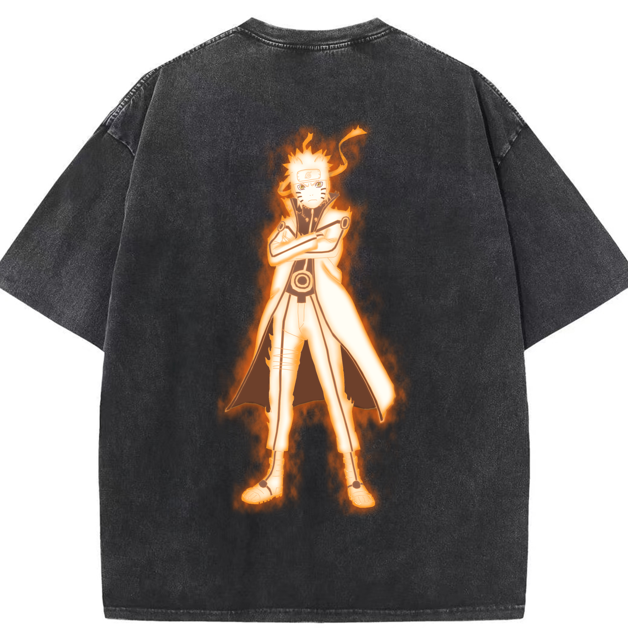 （画像用） NARUTO -ナルト- うずまき ナルト Uzumaki Naruto 綿100% ヴィンテージ風 半袖Tシャツ（背面プリント）