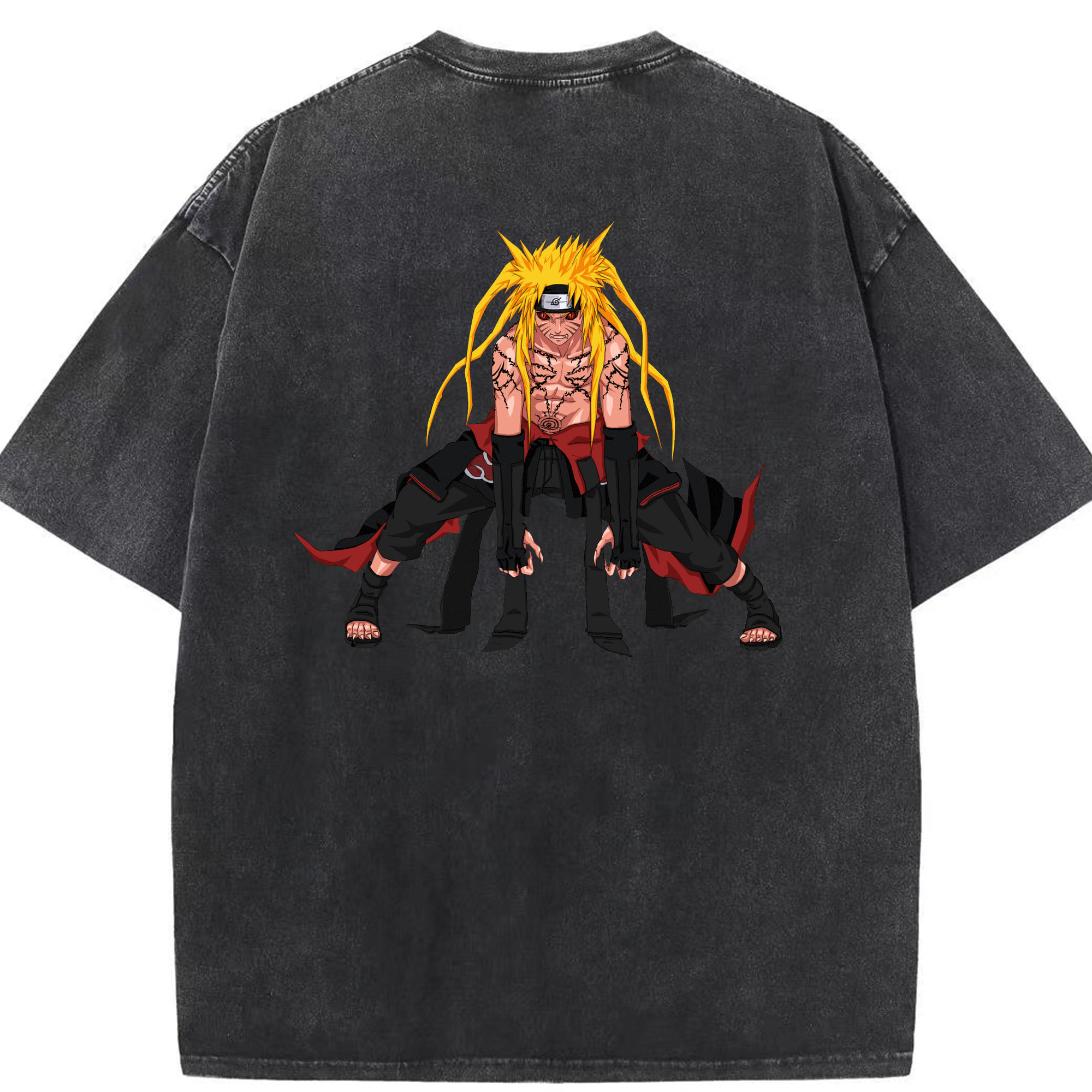 （画像用） NARUTO -ナルト- うずまき ナルト Uzumaki Naruto 綿100% ヴィンテージ風 半袖Tシャツ（背面プリント）