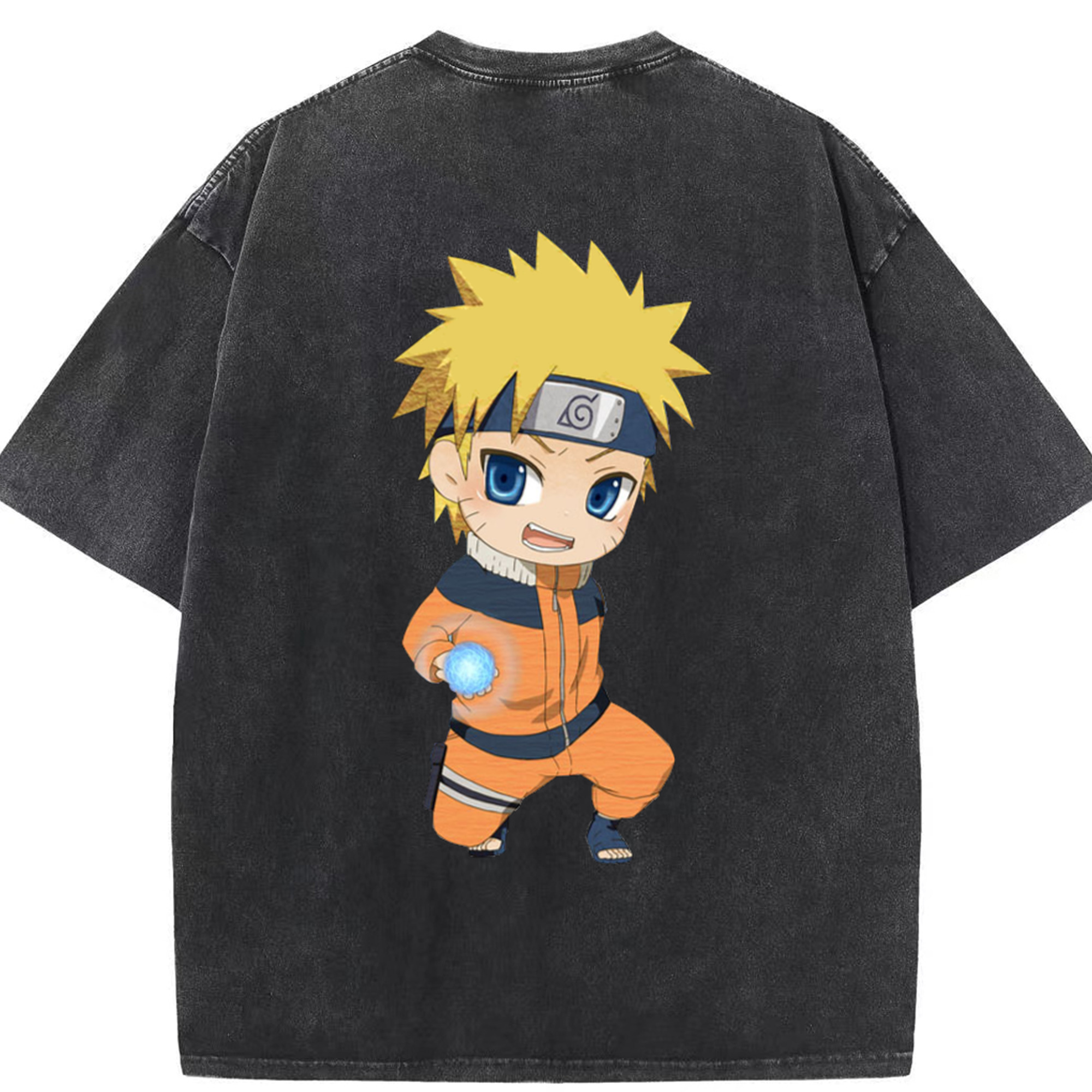 （画像用） NARUTO -ナルト- うずまき ナルト Uzumaki Naruto 綿100% ヴィンテージ風 半袖Tシャツ（背面プリント）