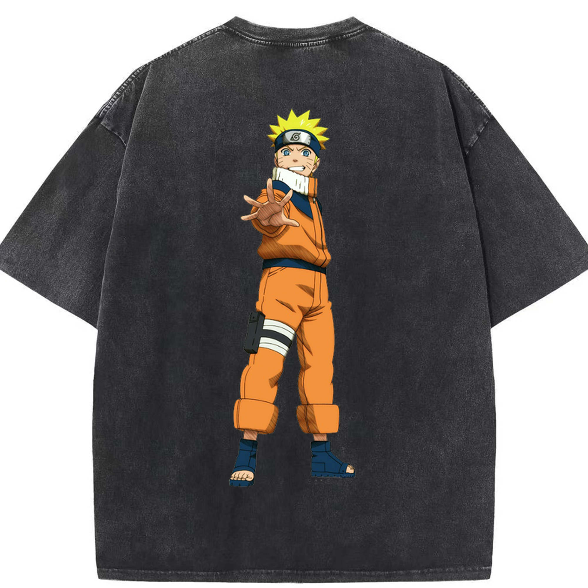 （画像用） NARUTO -ナルト- うずまき ナルト Uzumaki Naruto 綿100% ヴィンテージ風 半袖Tシャツ（背面プリント）