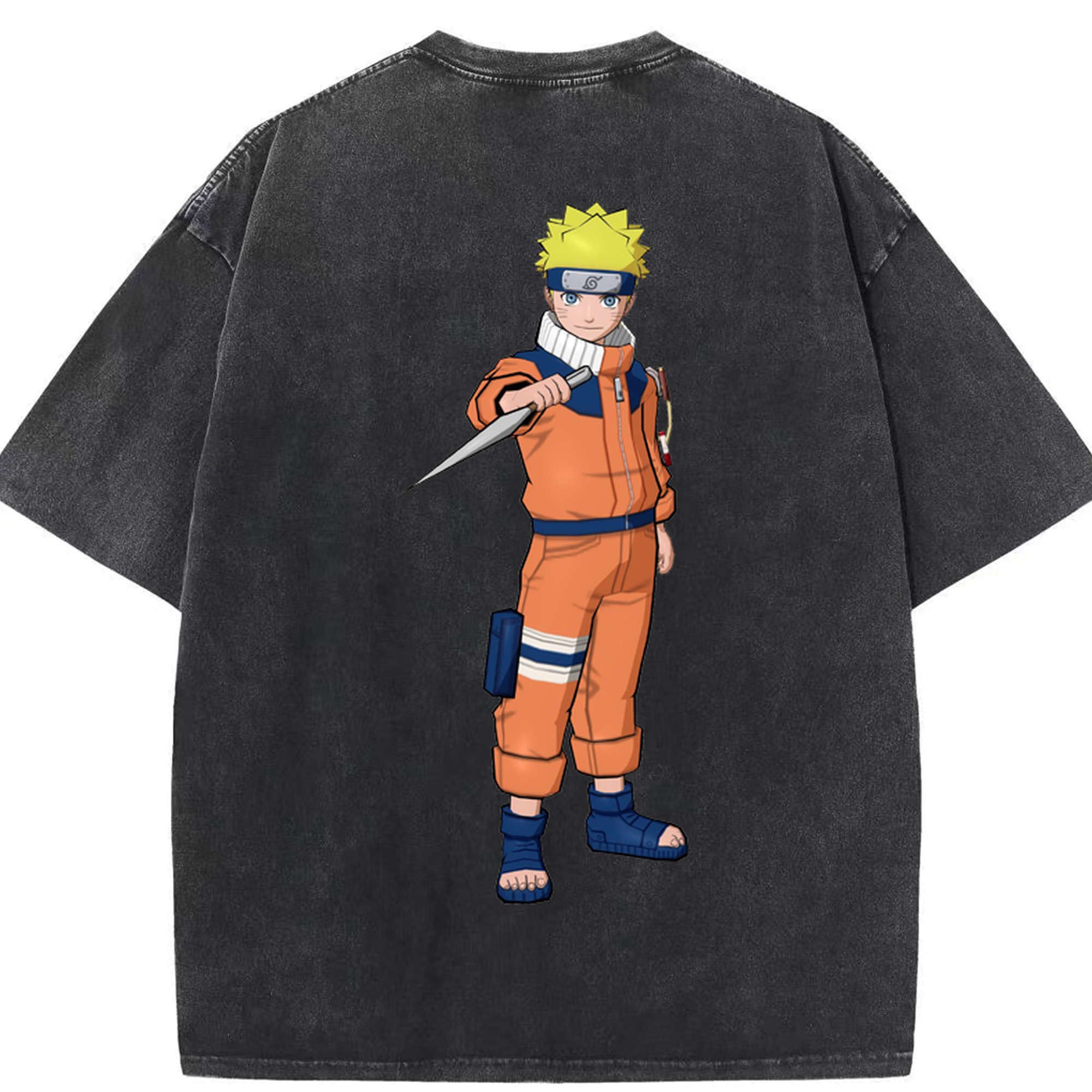 （画像用） NARUTO -ナルト- うずまき ナルト Uzumaki Naruto 綿100% ヴィンテージ風 半袖Tシャツ（背面プリント）